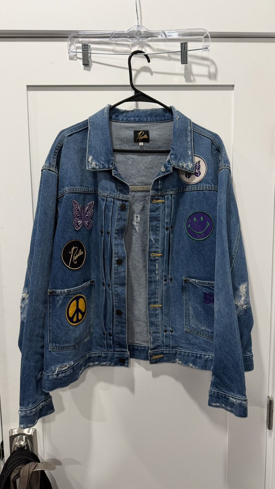 Needles NEEDLES “DENIM LOGO PATCHWORK TRUCKER JACKET” Size US L / EU 52-54 / 3 - 3 Thumbnail