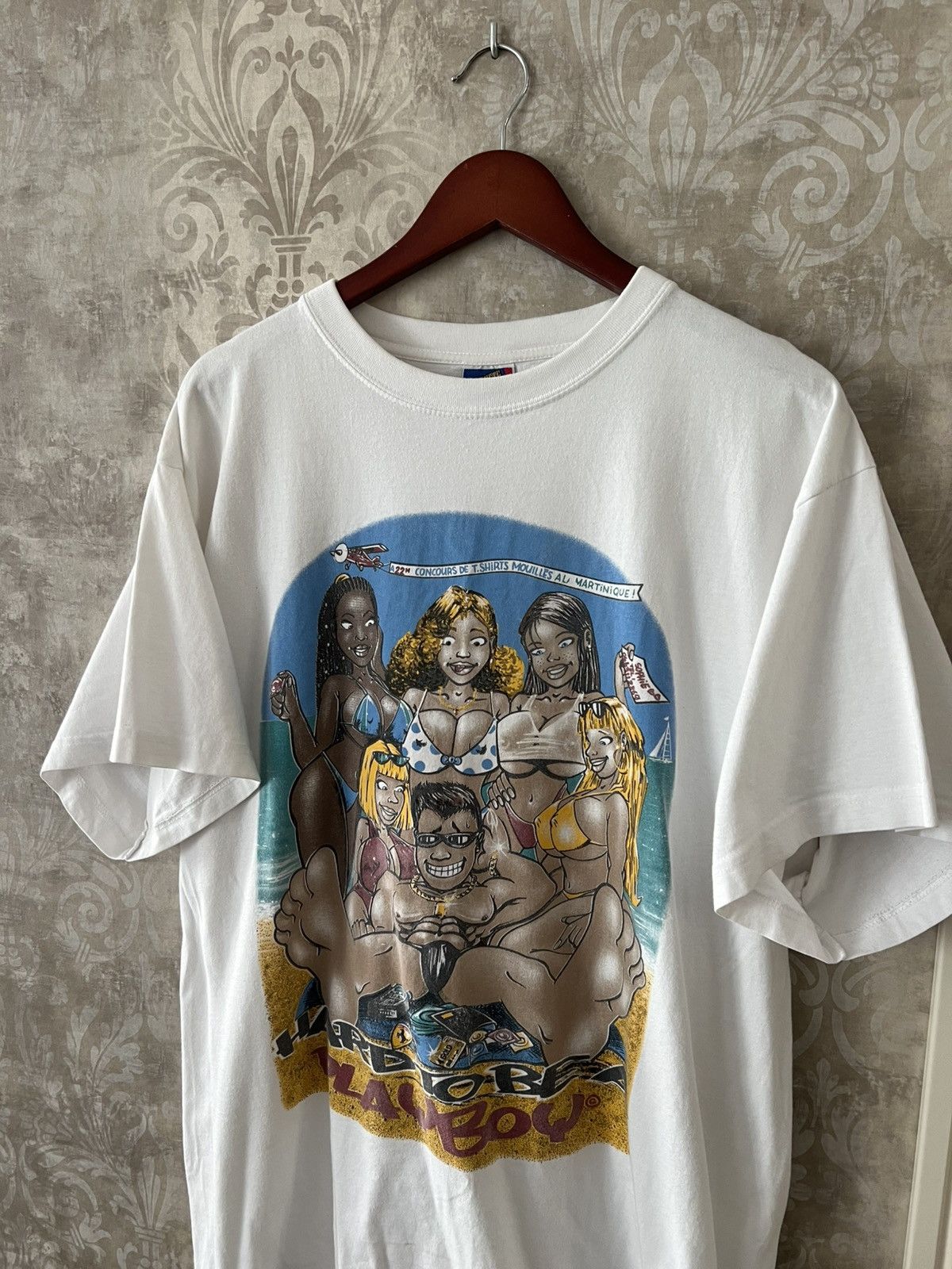Vintage Vintage Humor Cartoon Graphic T-Shirt Hard To Be A Playboy Size US XXL / EU 58 / 5 - 2 Thumbnail