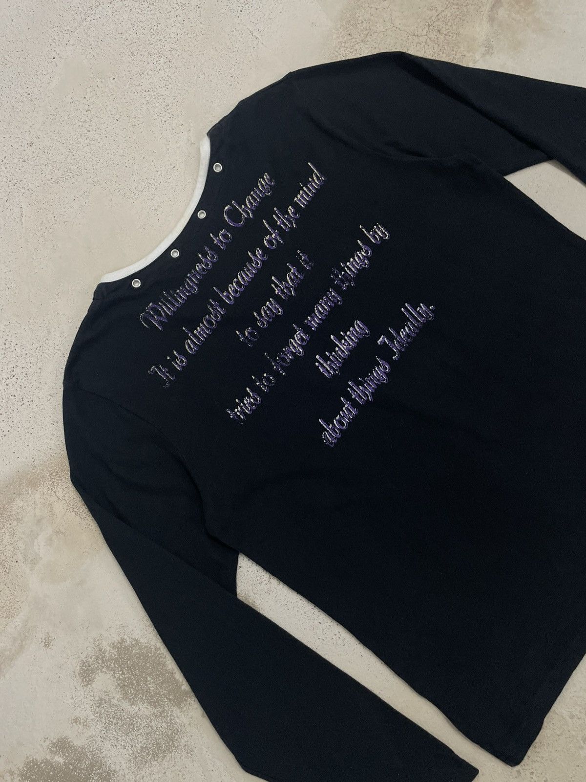 Japanese Brand Persuasion Embroidery Layered Tee Y2K Wording Overpriny Size US M / EU 48-50 / 2 - 11 Thumbnail