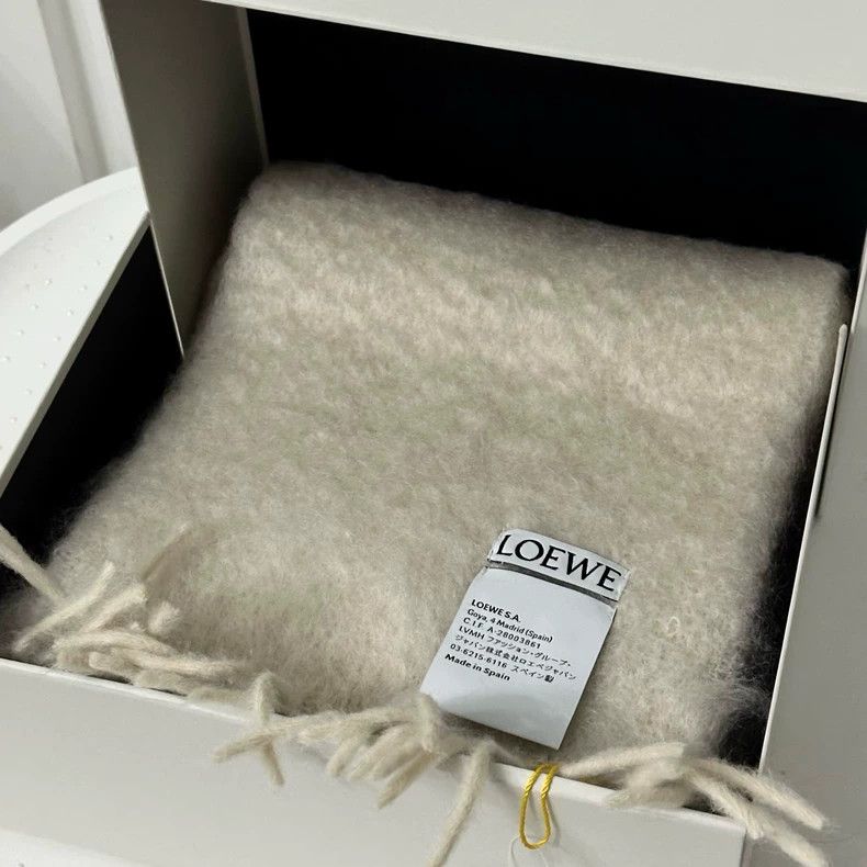 Loewe LOEWE Cotton scarf with fringed trim for warmth. Wool and Size ONE SIZE - 2 Thumbnail