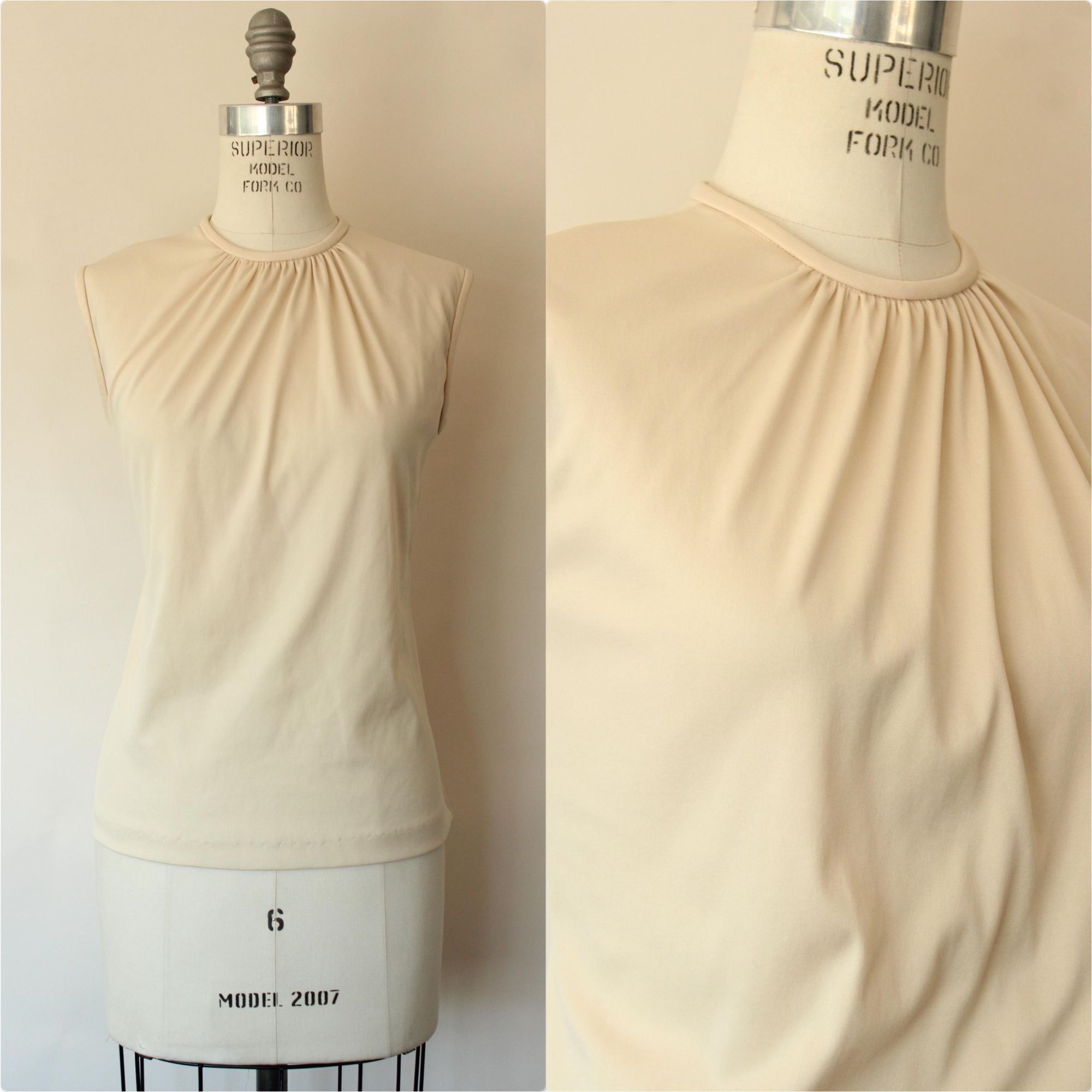 Vintage Vintage 1970s 1980s Blouse, Teddi Sleeveless Shirt with Gath Size M / US 6-8 / IT 42-44 - 1 Thumbnail