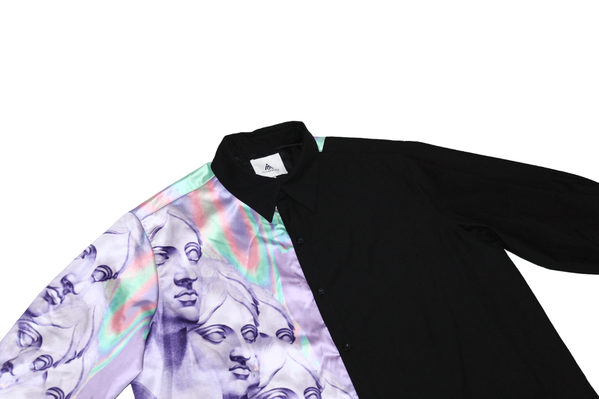 Japanese Brand YOIKADAKADA Michelangelo artwork spectrum satin block shirt Size US M / EU 48-50 / 2 - 7 Thumbnail