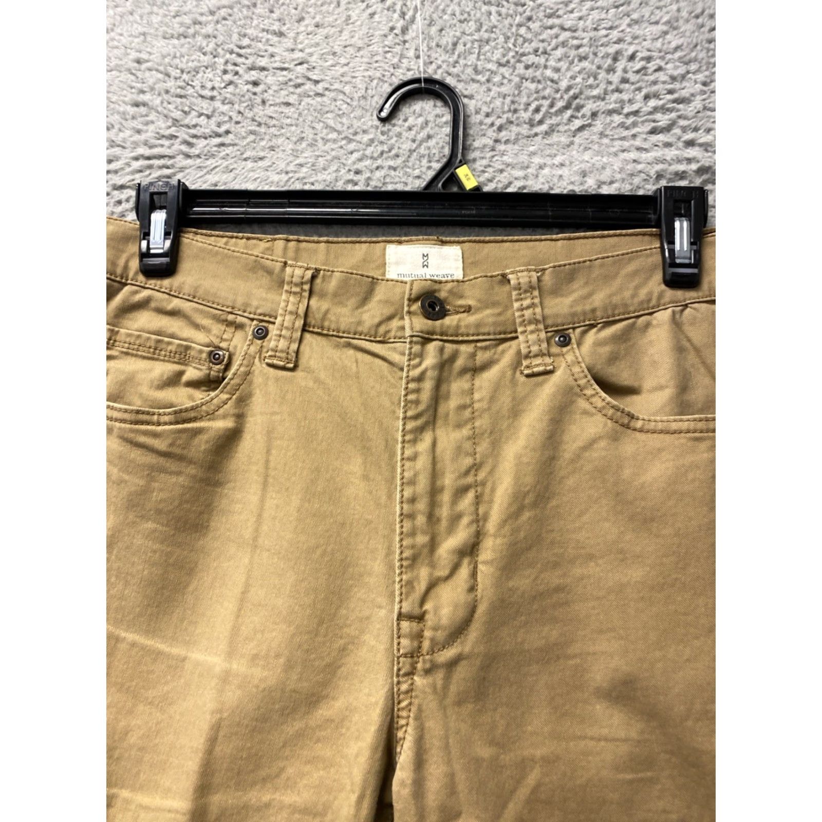 Vintage Mutual Wave Pants Men 32x34 Tan Solid Flat Front Chino Cotton Blend Mid Rise Size US 32 / EU 48 - 2 Thumbnail