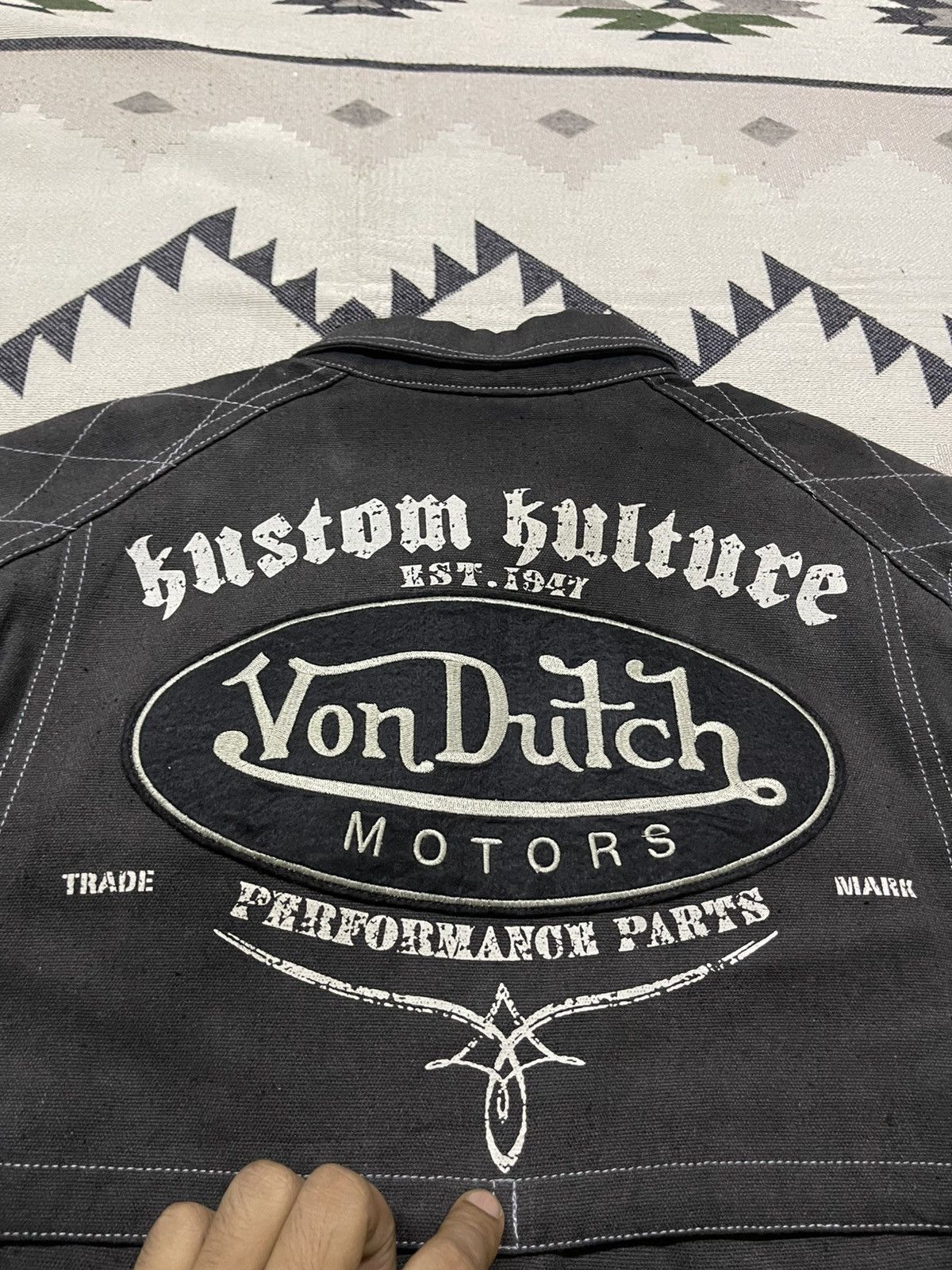 Von Dutch 2000s VON DUTCH MOTORS COTTON BIKER JACKETFADED JACKET Size US M / EU 48-50 / 2 - 18 Thumbnail