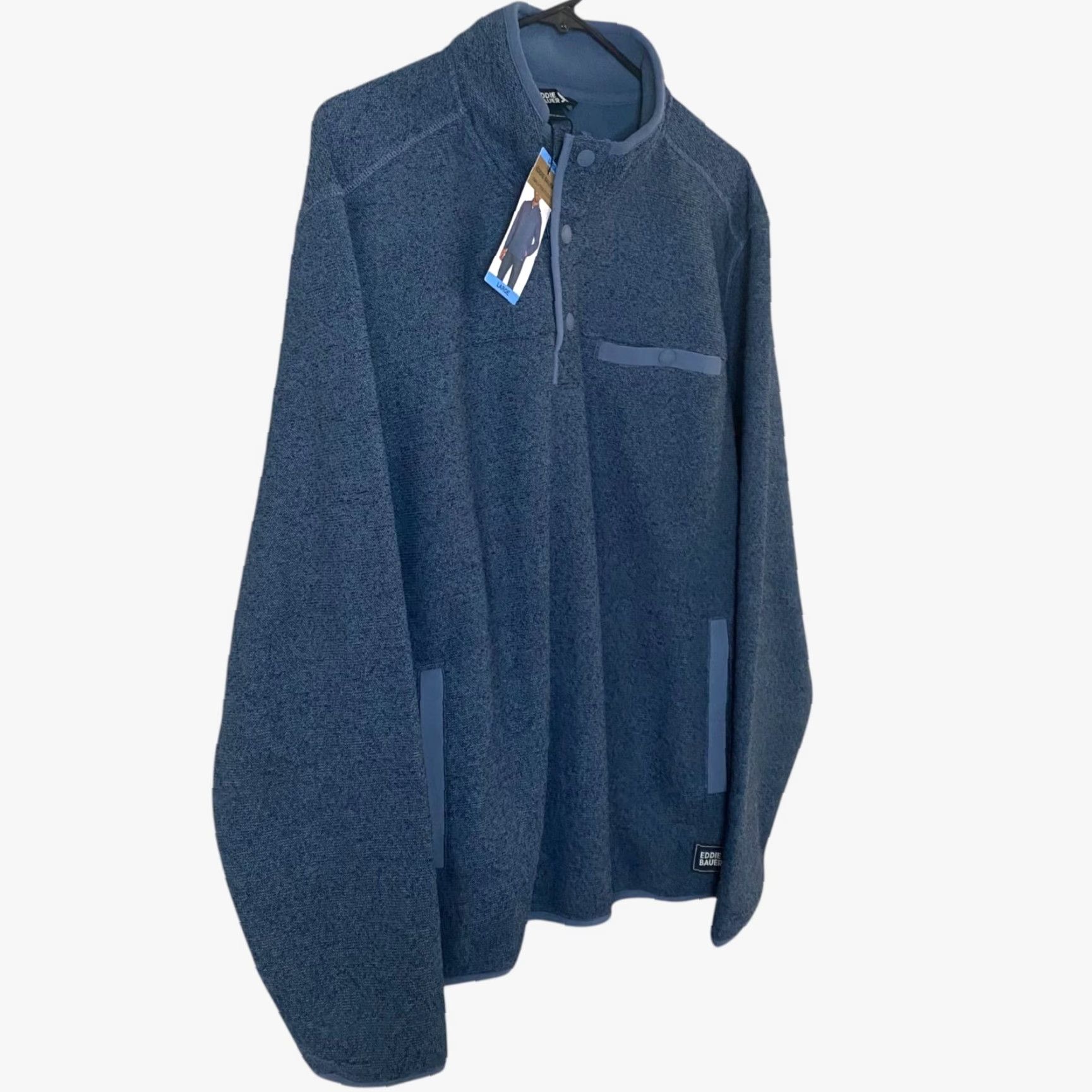 Eddie Bauer Eddie Bauer Fleece Quarter-Snap Sweater Blue Mens Large Long-Sleeve Pullover New Size US L / EU 52-54 / 3 - 3 Thumbnail