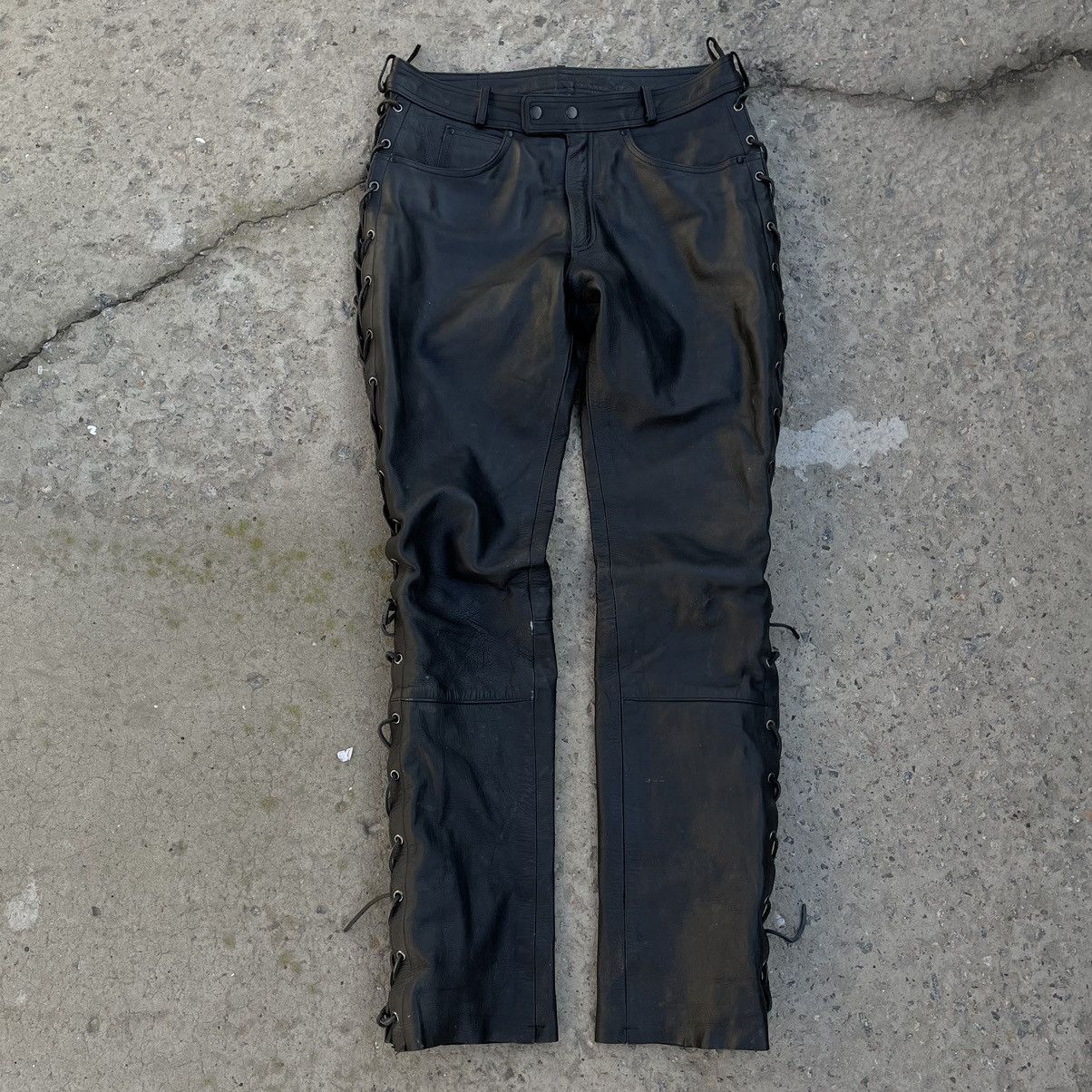 Leather × Vintage Vintage Japanese Style Leather Pants Moto 90s Y2K Style Size US 33 - 1 Thumbnail