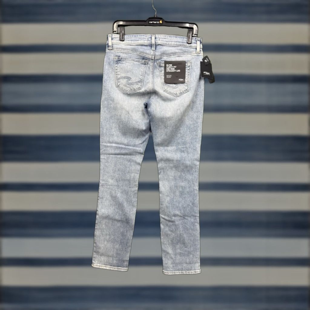Silver Jeans Co. Silver Jeans Elyse Regular Fit Mid Rise Straight Leg Jeans Womens 28x29 Light Wash Blue Size 28" / US 6 / IT 42 - 1 Thumbnail