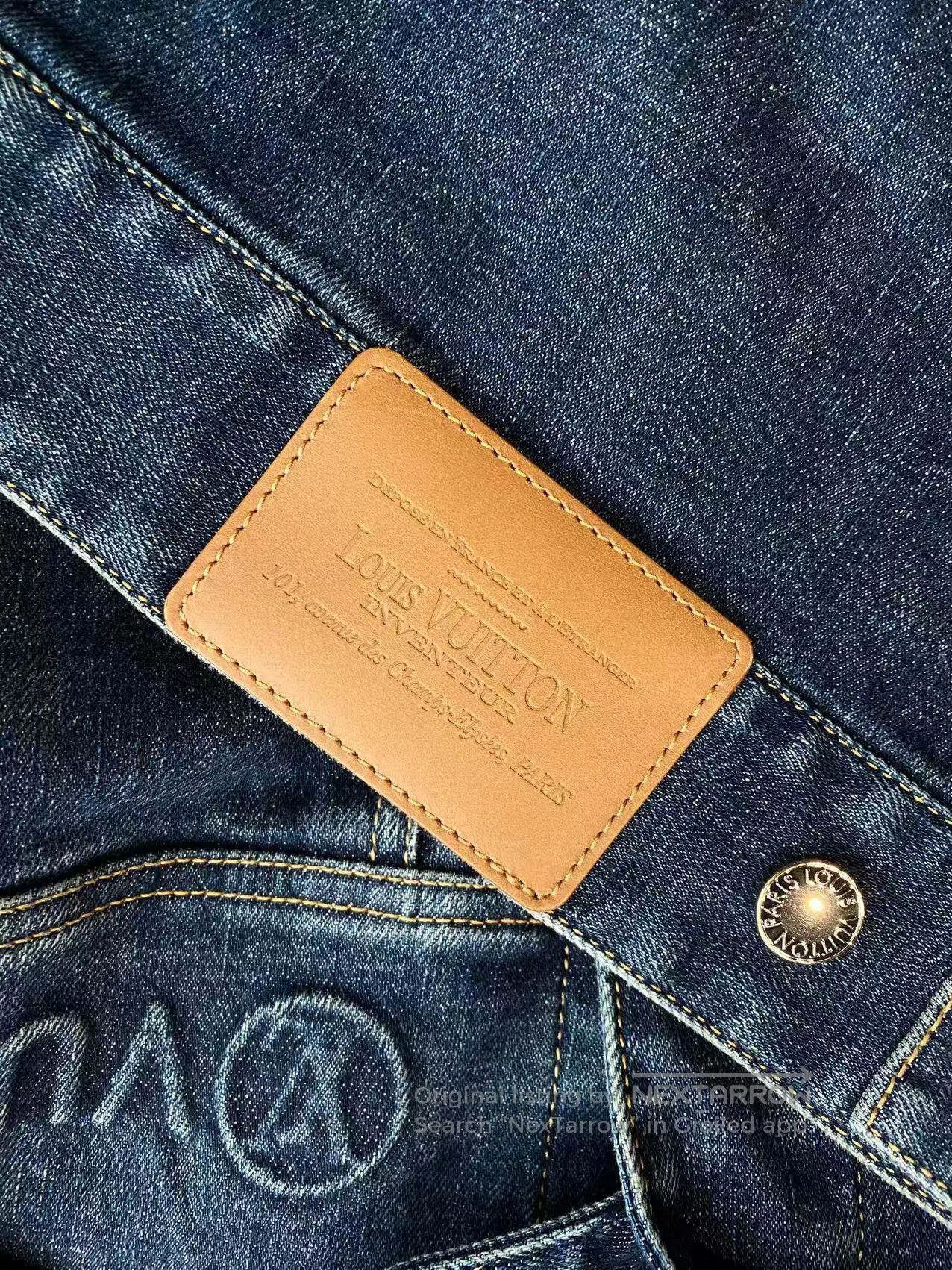 Louis Vuitton Louis Vuitton Alphabet leather brand denim jacket jacket| Size 4XL / US 24-26 - 5 Thumbnail