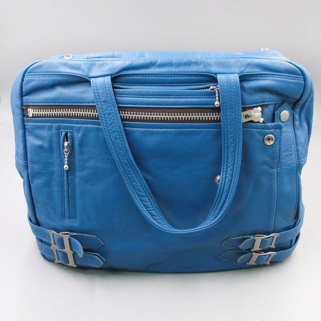image of Undercover Leather Shoulder Bag in Blue, Men's