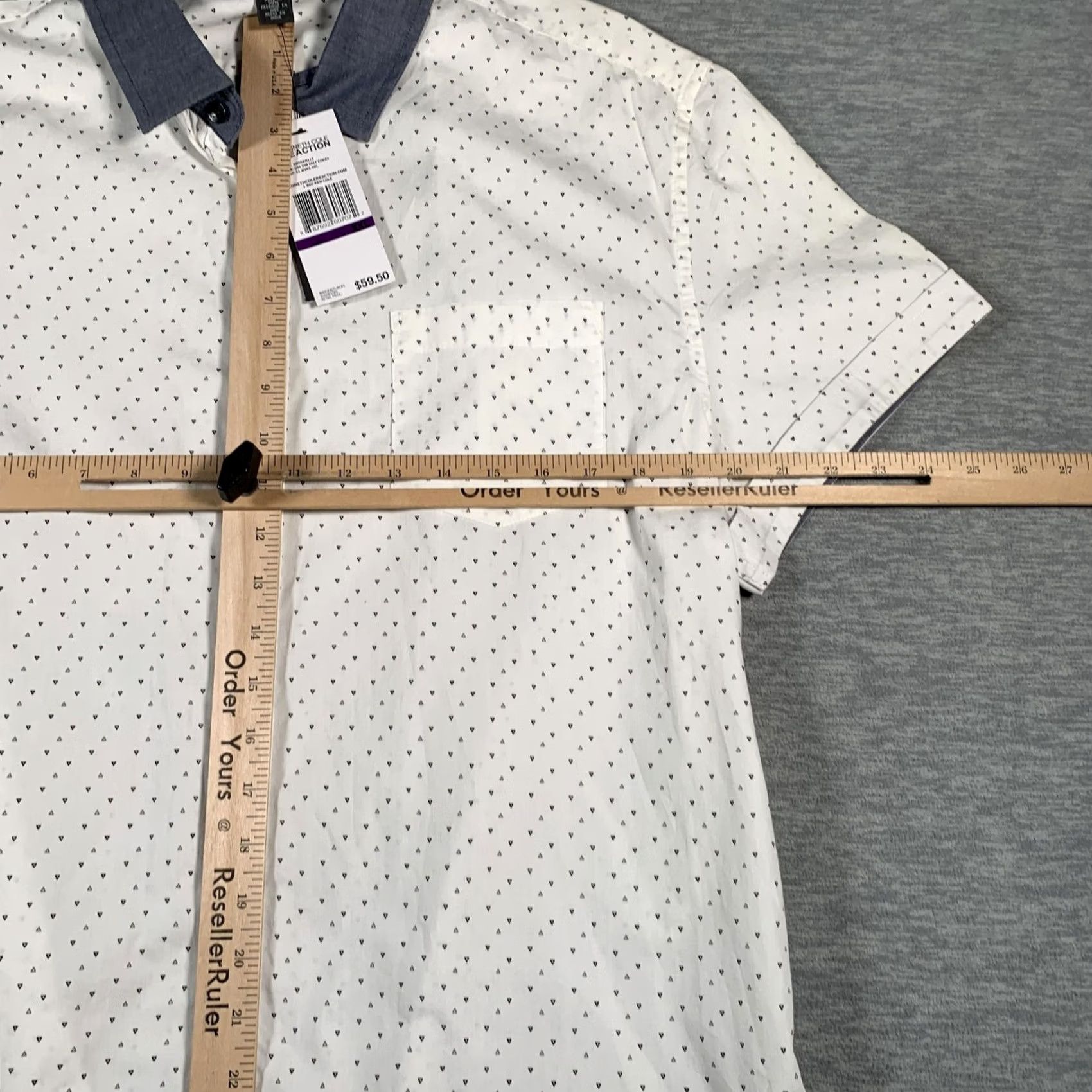 Kenneth Cole Kenneth Cole Reaction Mens 2XL Super Slim Fit Shirt Short Sleeve Micro Print Size US XXL / EU 58 / 5 - 7 Thumbnail