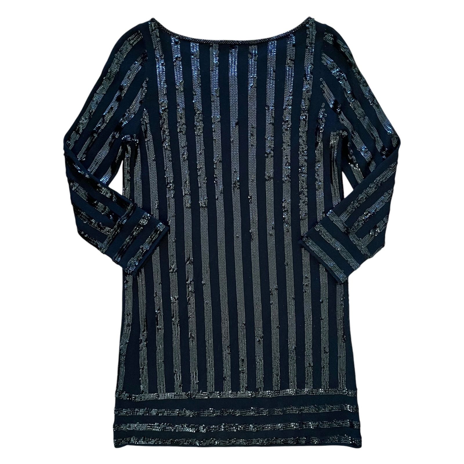 Other Calypso St. Barth Black Sequin Stripe Monroe Sweater Dress Size S / US 4 / IT 40 - 3 Thumbnail