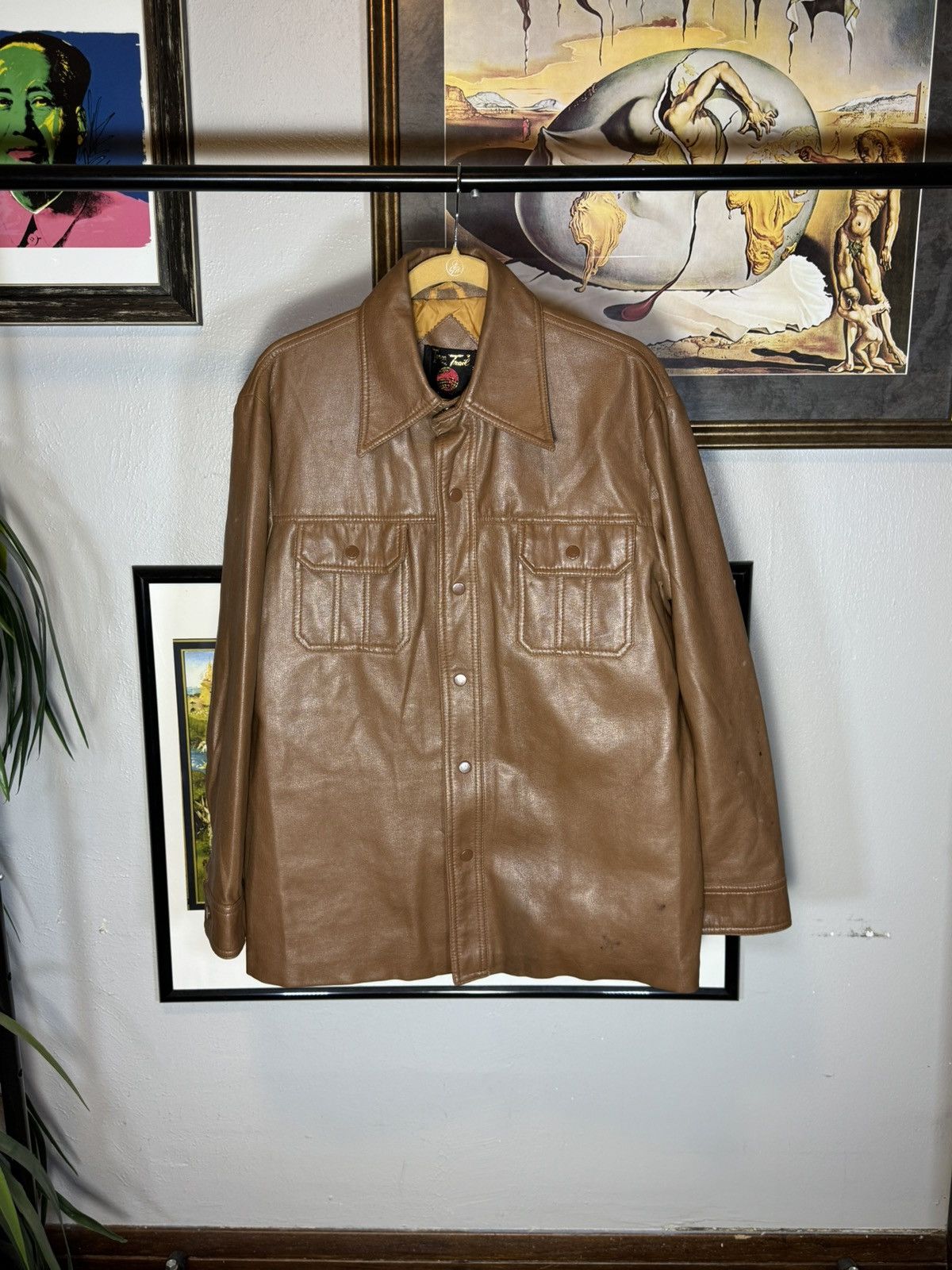 Vintage Vintage Faux Brown Leather Shacket Size US L / EU 52-54 / 3 - 1 Thumbnail