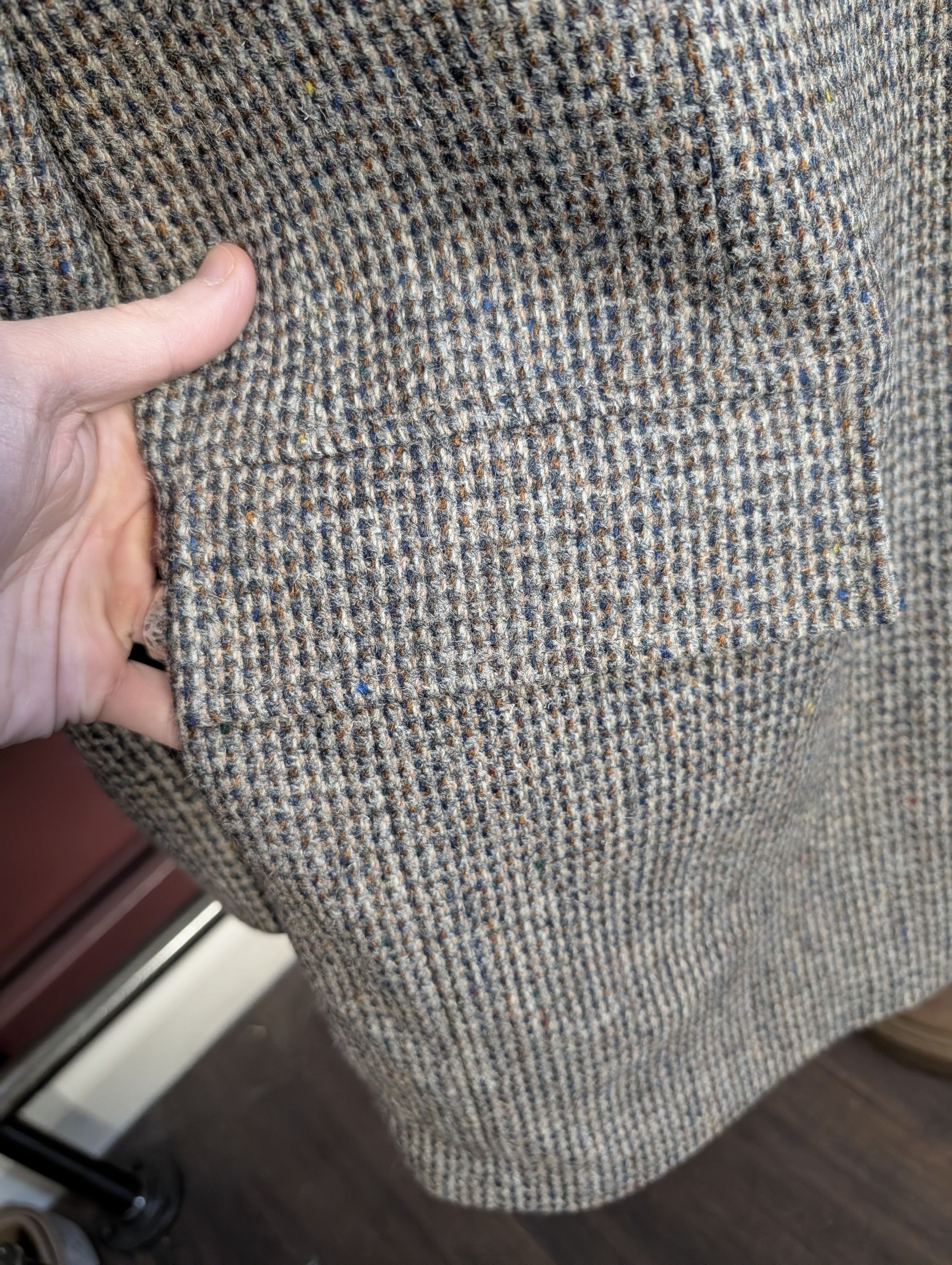 Harris Tweed Vintage speckled knit Scottish wool custom jacket Size 48R - 6 Thumbnail