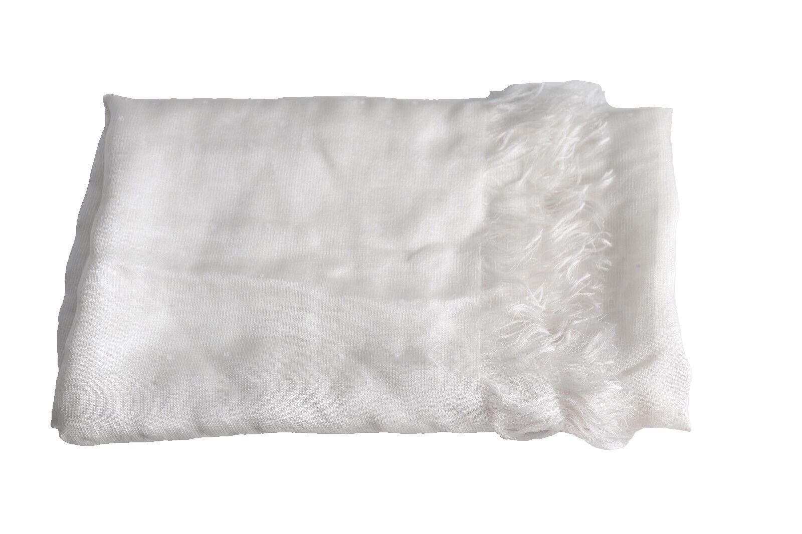 Dries Van Noten Dries Van Noten 50" x 50" Square White Scarf Dotted Silk Size ONE SIZE - 6 Thumbnail
