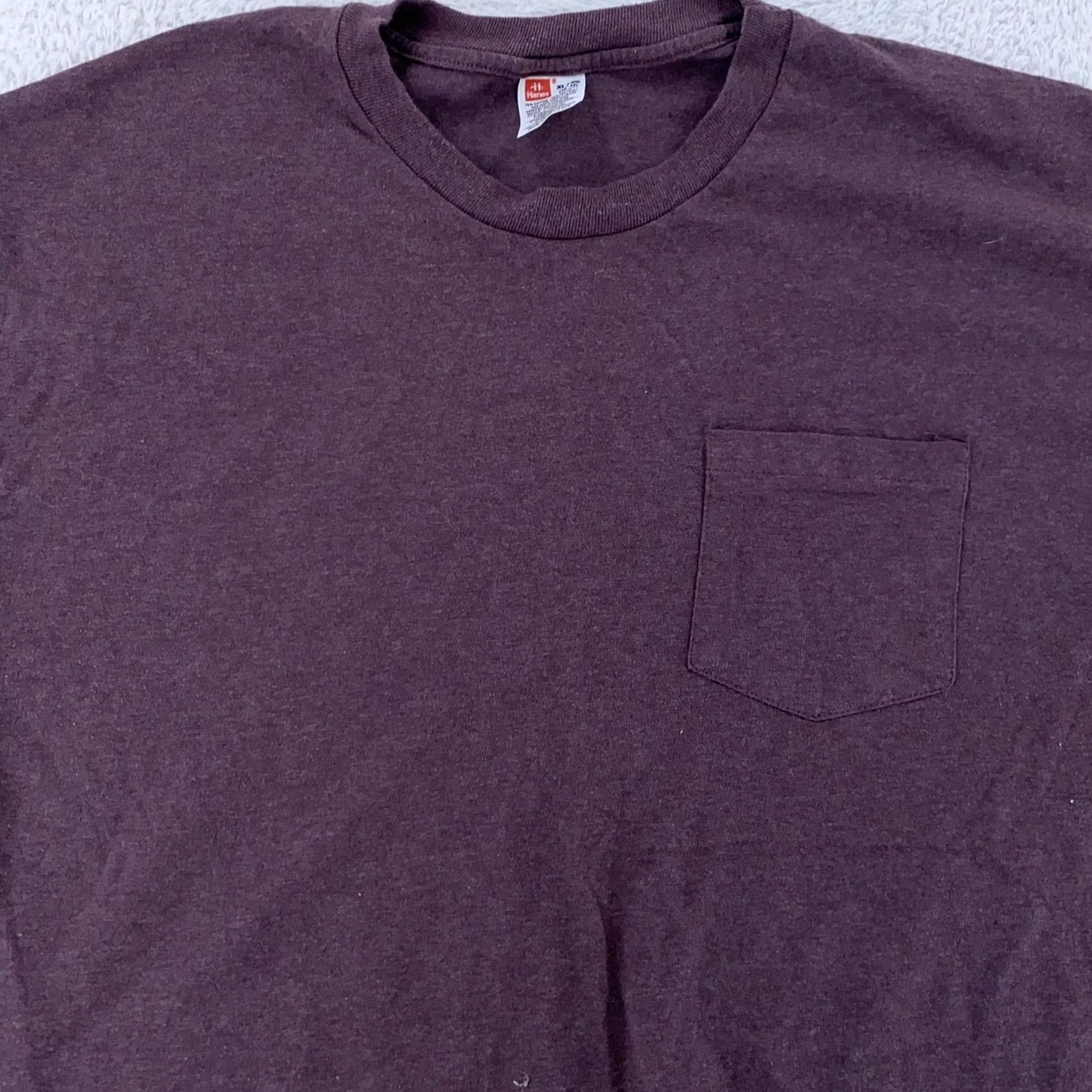 Hanes Hanes Purple PocketShirt Mens XL Crewneck Short Sleeve Tee Size US L / EU 52-54 / 3 - 2 Thumbnail
