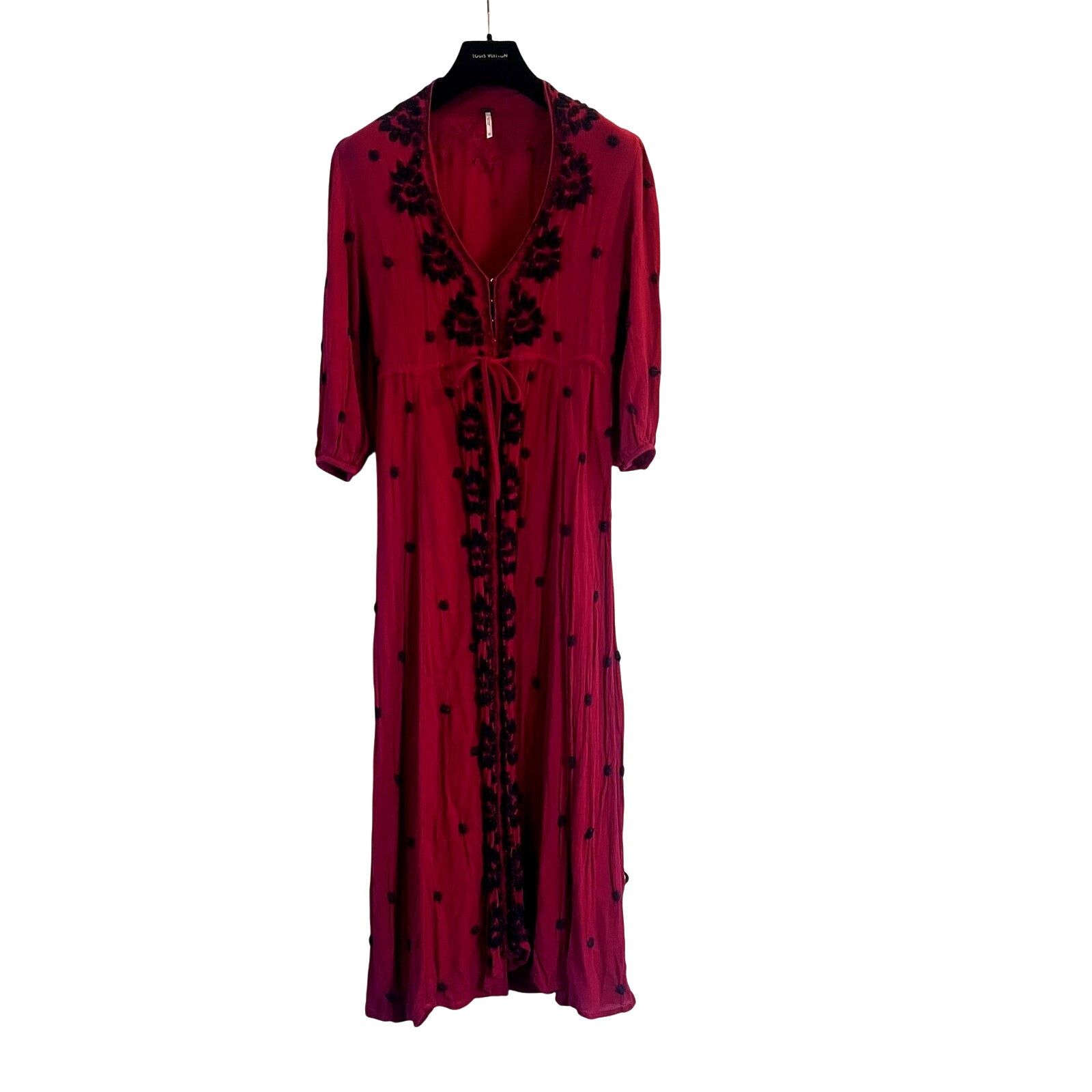 Free People Fable Embroidered Festival boho midi dress