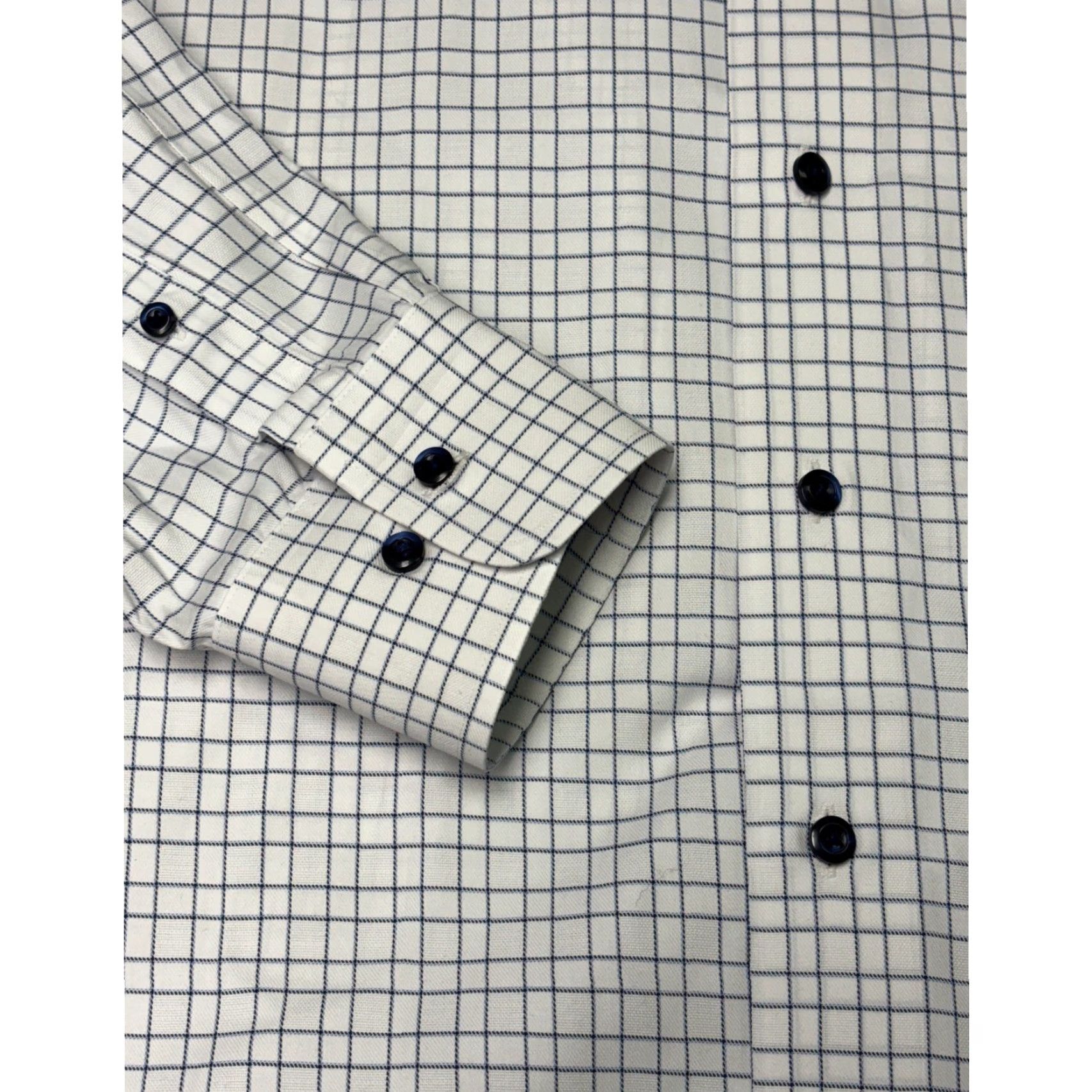 David Donahue David Donahue Mens Shirt 17 32 33 White Blue Check Dress Button Down 100 Cotton Size 46R - 3 Thumbnail