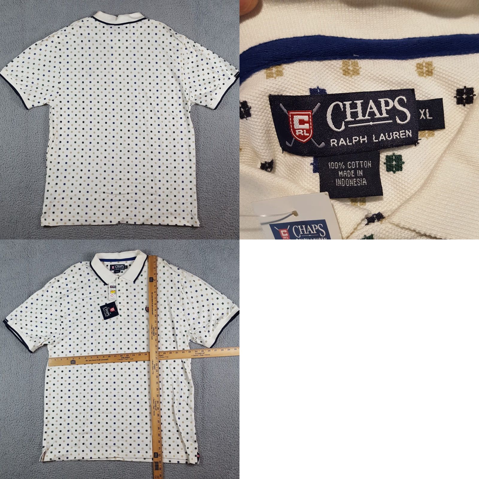 Ralph Lauren VINTAGE Ralph Lauren Chaps Polo Shirt Shield Golf XL White Short Sleeve Collared Polo Shirt Size US XL / EU 56 / 4 - 8 Thumbnail