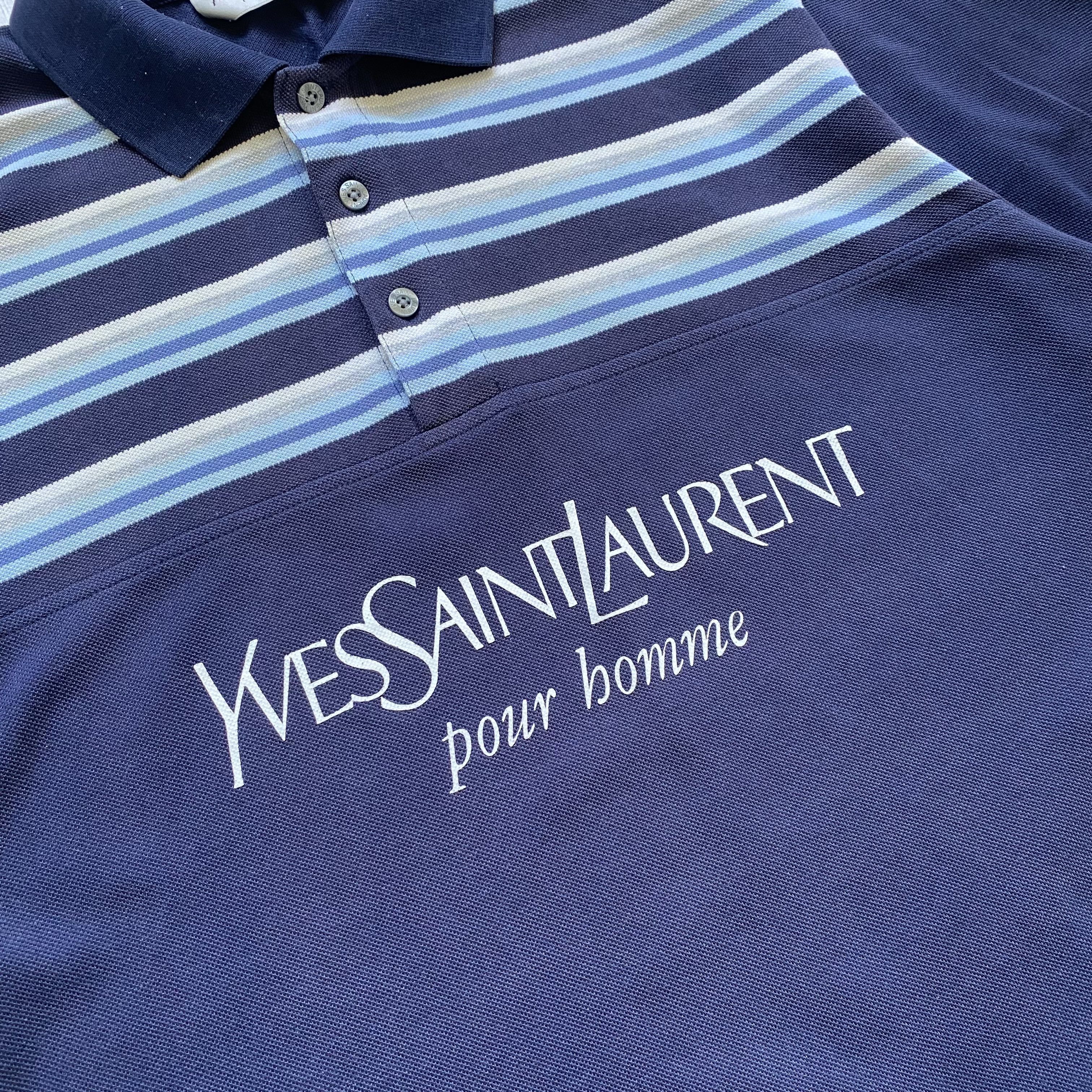 Yves Saint Laurent Vintage 90 Yves Saint Laurent Faded Polo Big Logo Oldmoney Size US L / EU 52-54 / 3 - 7 Thumbnail