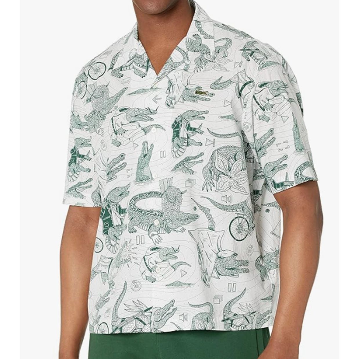 Lacoste Lacoste Men's Netflix Short Sleeve Button Down Shirt XXL Size US XXL / EU 58 / 5 - 1 Thumbnail