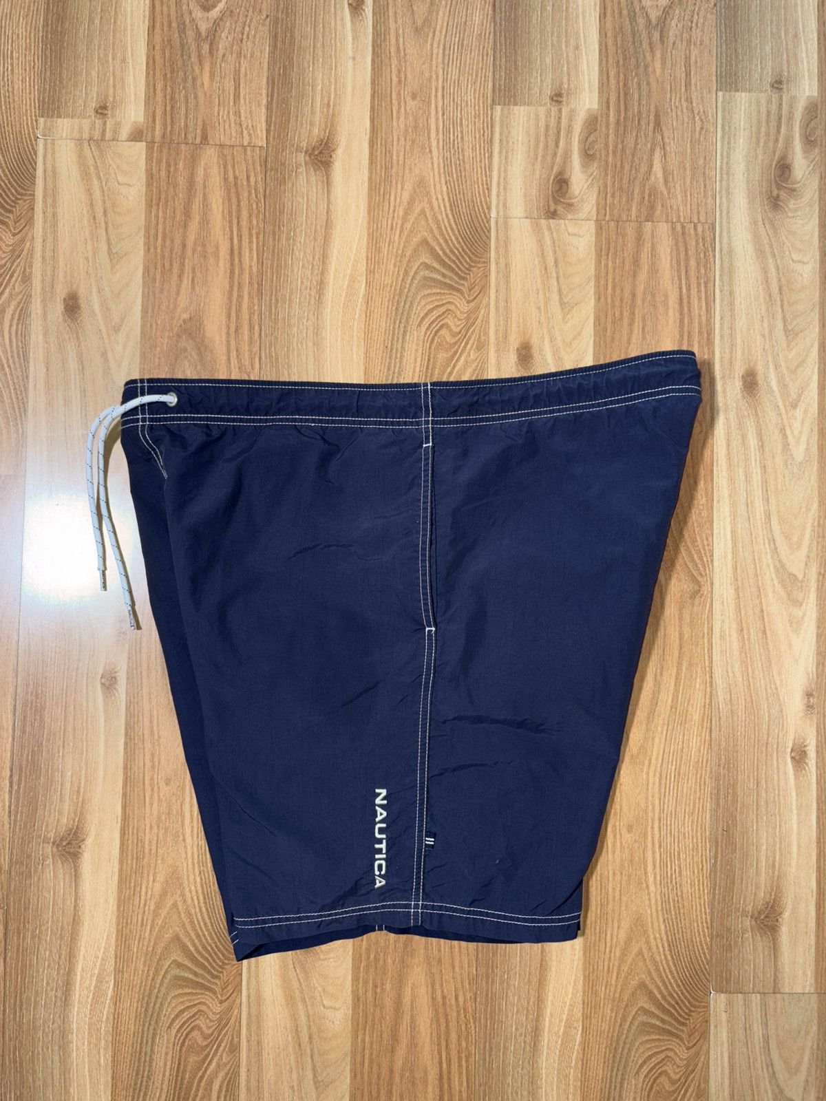 Nautica Vintage Nautica "Spell Out" Nylon Swim Trunks - Navy/White Size US 32 / EU 48 - 3 Thumbnail