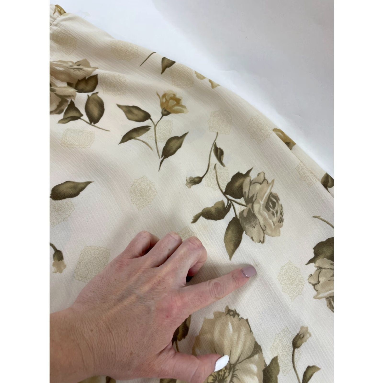 Vintage Laura Scott Skirt Womens Medium Brown Floral Maxi A-line Long Cream Tan Modern Fall Spring Summer Size 32" / US 10 / IT 46 - 7 Thumbnail