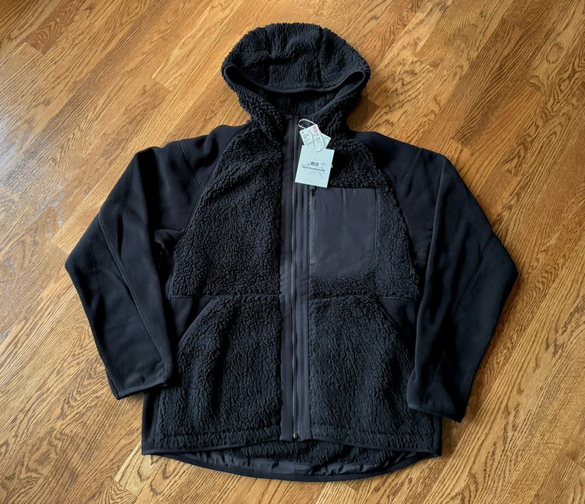 Uniqlo × White Mountaineering Medium Black Fleece Long-Sleeve Hoodie Pullover Jacket Coat Size US M / EU 48-50 / 2 - 1 Thumbnail
