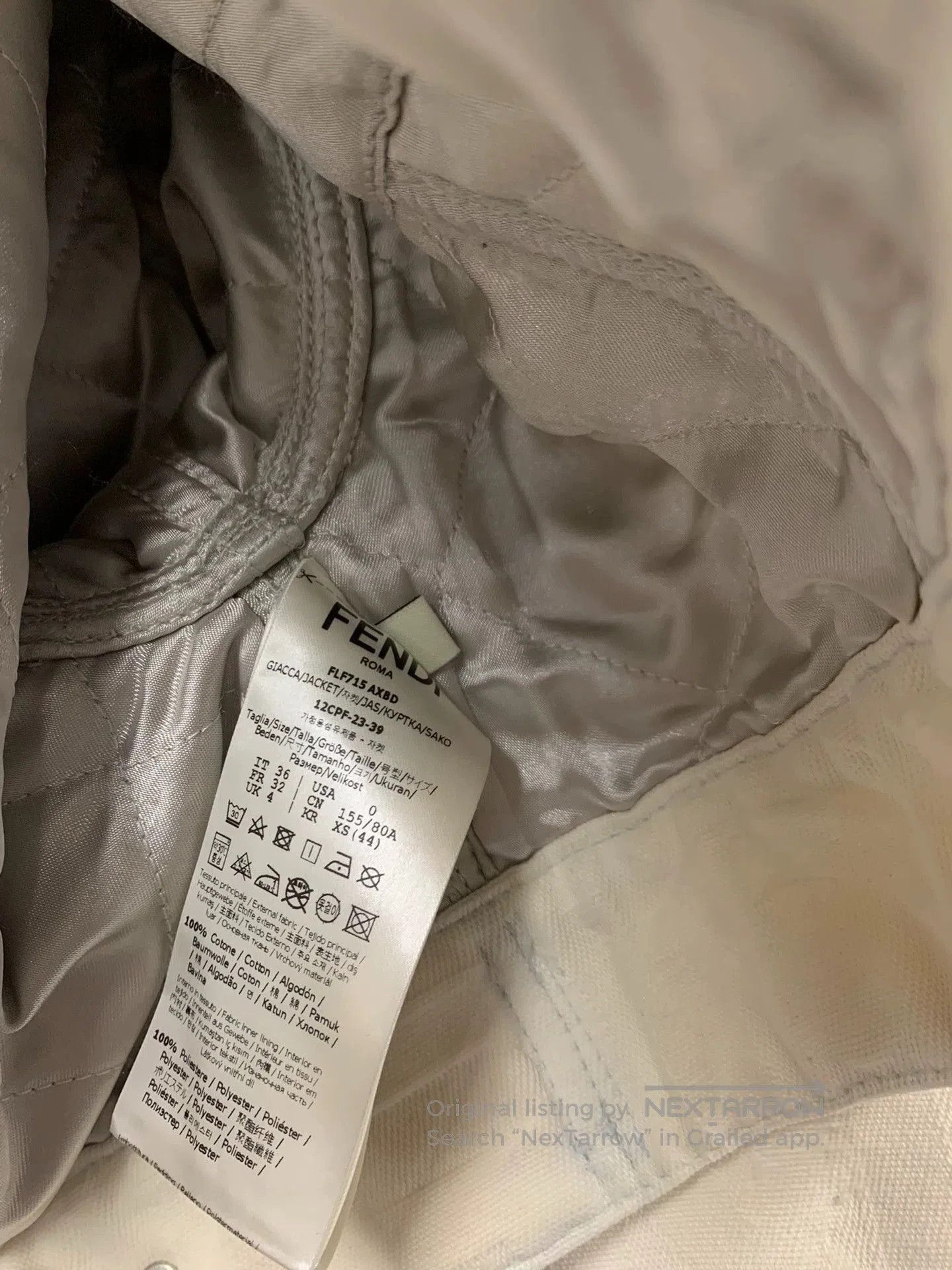 Fendi stylish beige cropped denim jacket. Size US M / EU 48-50 / 2 - 3 Thumbnail