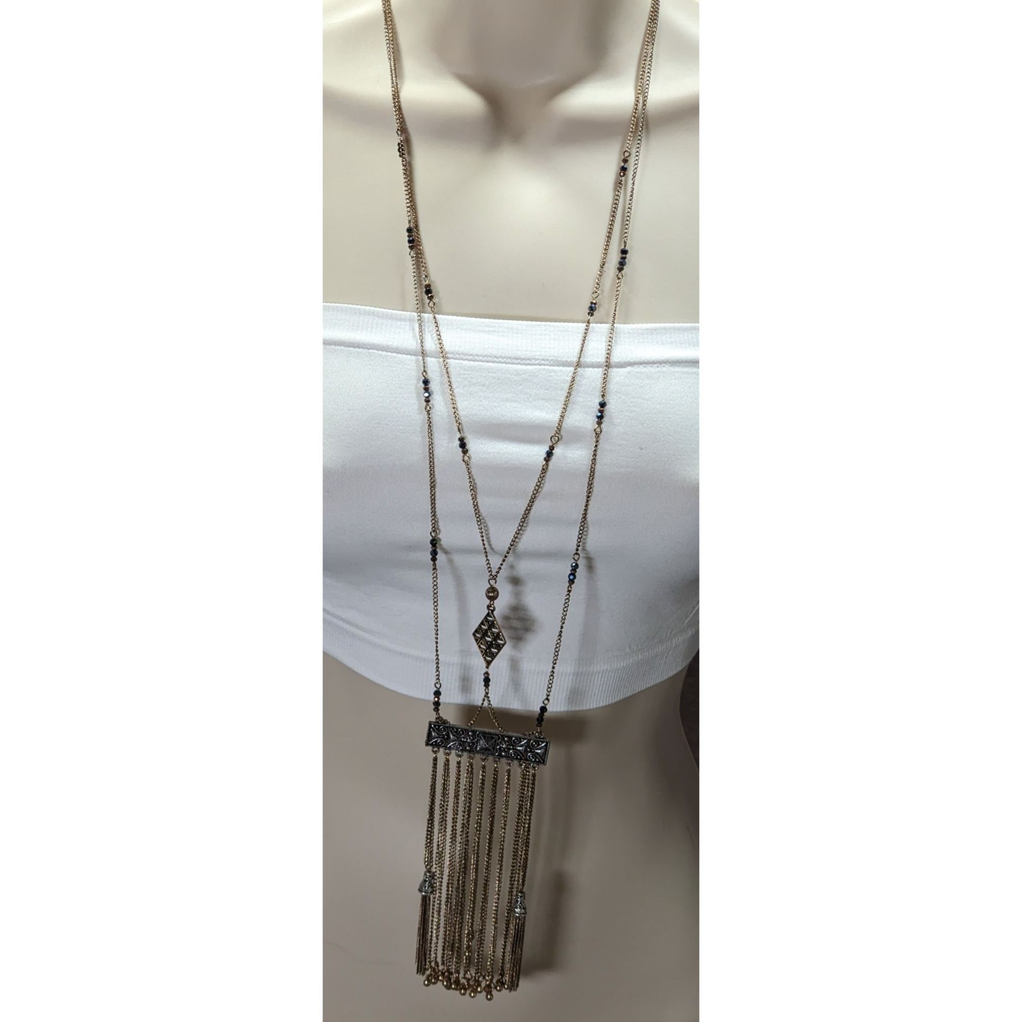 Other Vintage Bohemian Long Fringe Necklace With Intricate Metalwo Size ONE SIZE - 1 Thumbnail