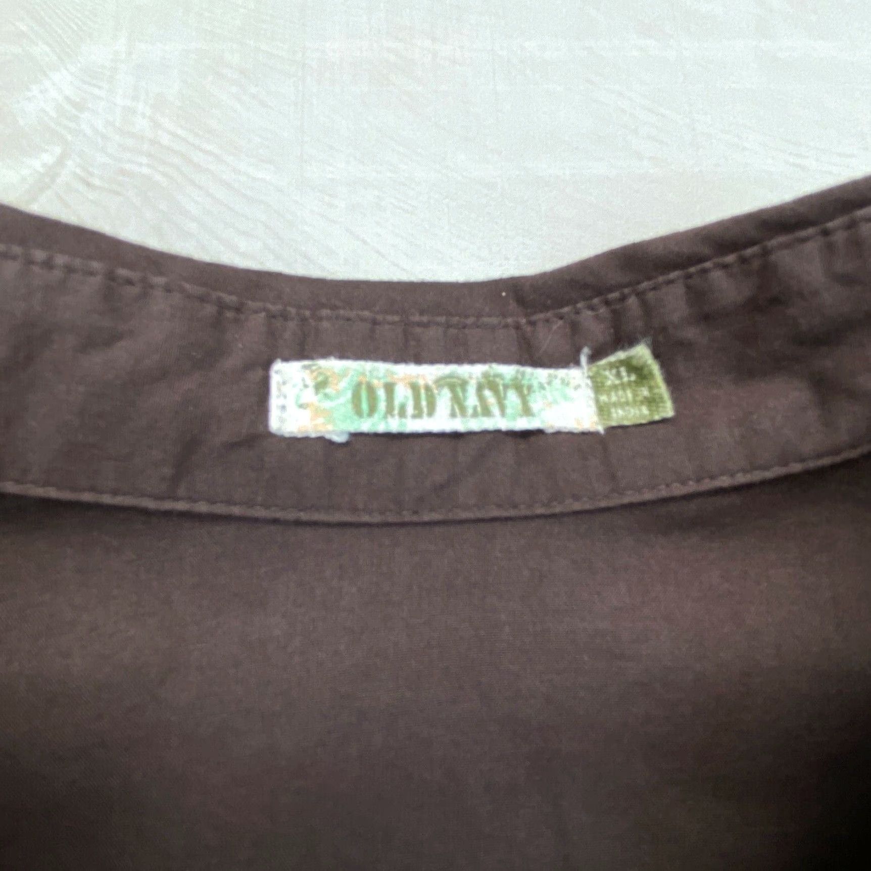 Old Navy Old Navy Womens XL Brown Roll Tab Embroidered Cotton Button Up Shirt Size XL / US 12-14 / IT 48-50 - 3 Thumbnail