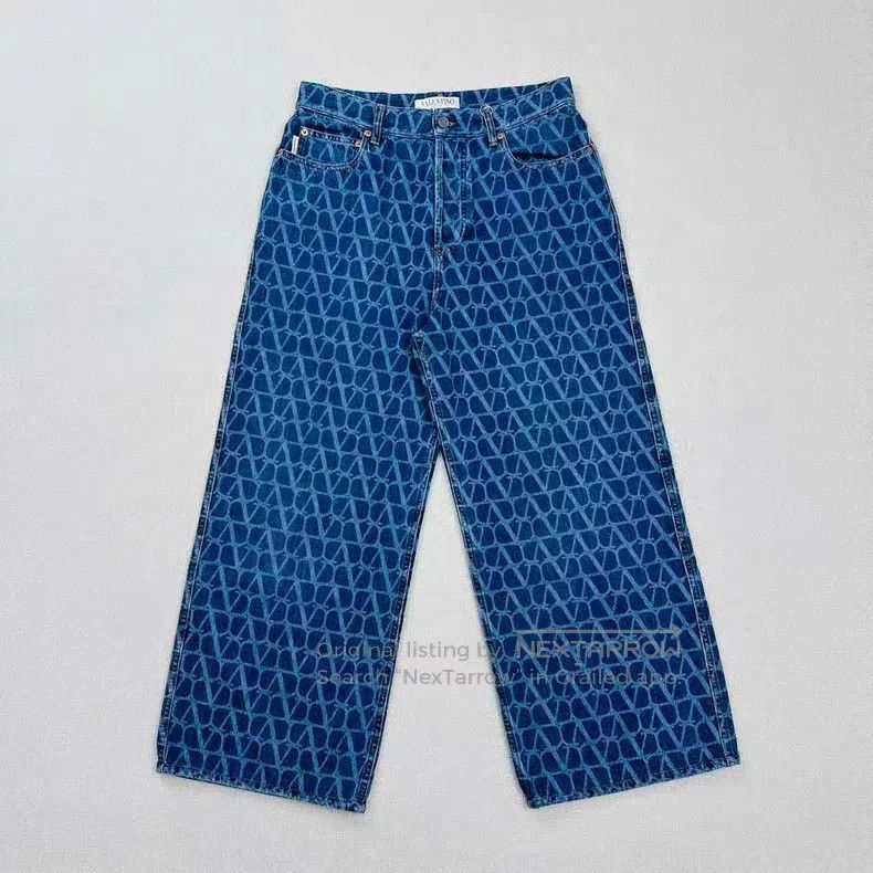 Valentino Valentino Full of logo denim wide-leg pants Size 31" - 1 Thumbnail