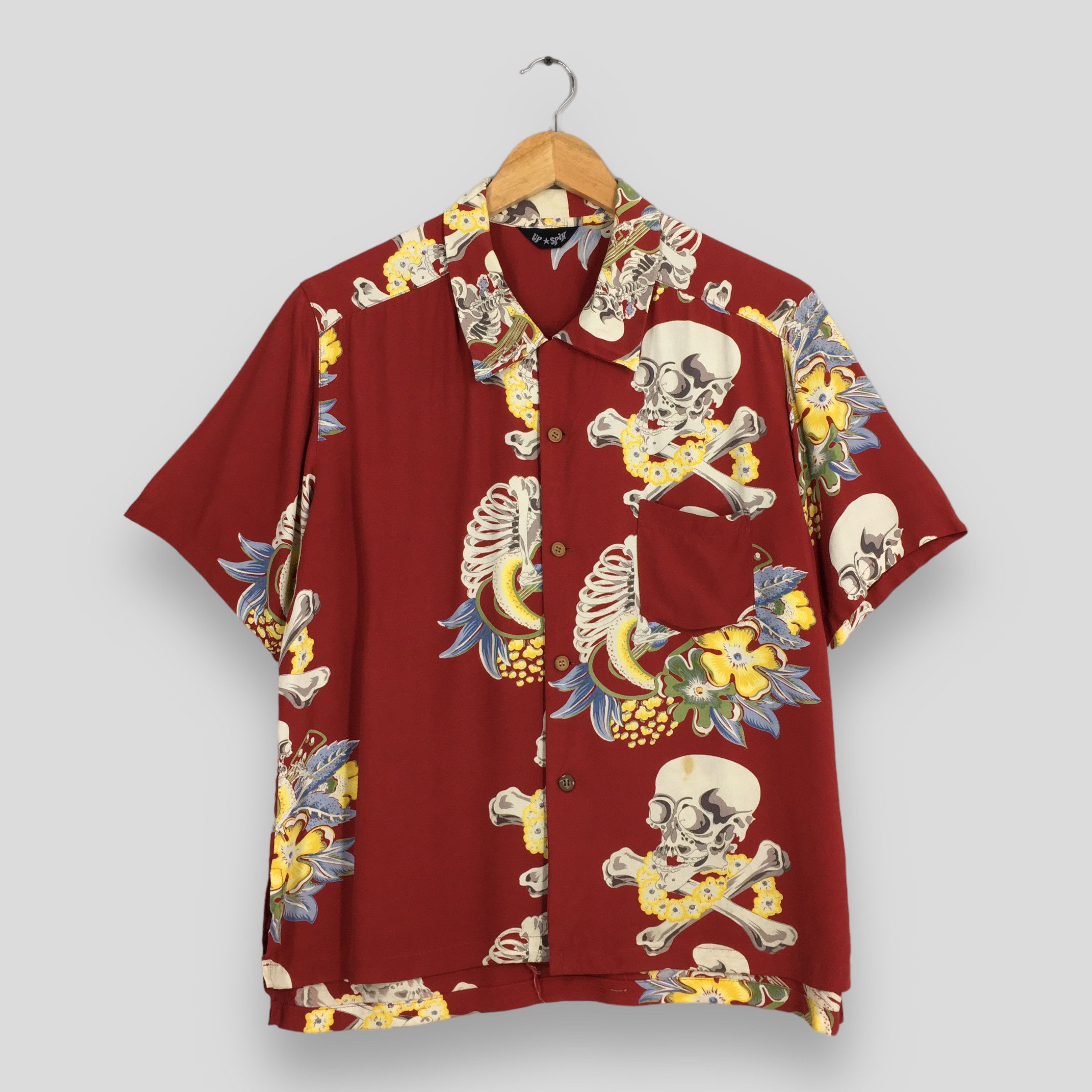 Vintage 80s Hawaiian Skull Bones Japanese Hawaii Shirt Small Size US S / EU 44-46 / 1 - 1 Thumbnail