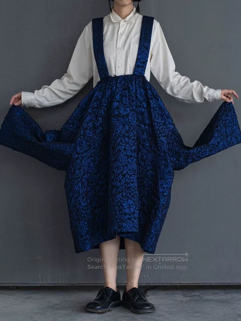 Comme des Garcons Comme Des Garcons Blue Embossed Flower Suspender Skirt Size S / US 4 / IT 40 - 2 Thumbnail
