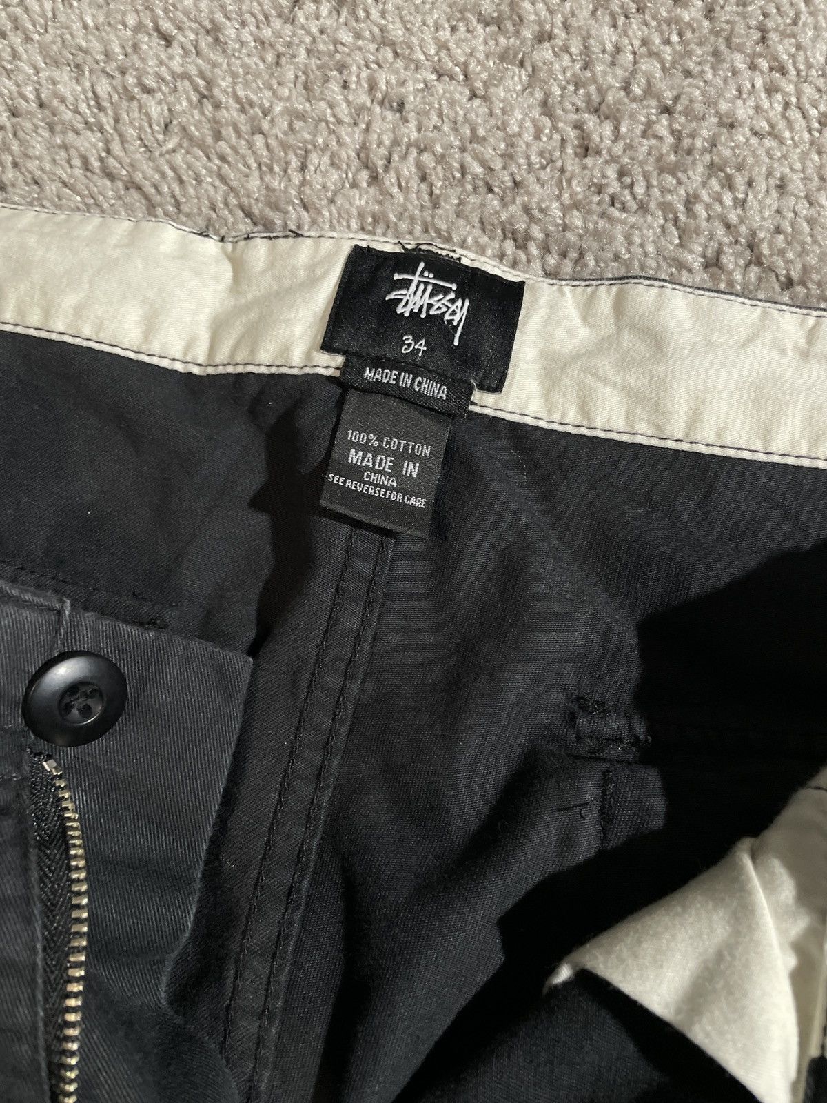 Stussy × Vintage Vintage Stussy Y2K Loose Black Cargo Pants Size US 34 / EU 50 - 5 Thumbnail