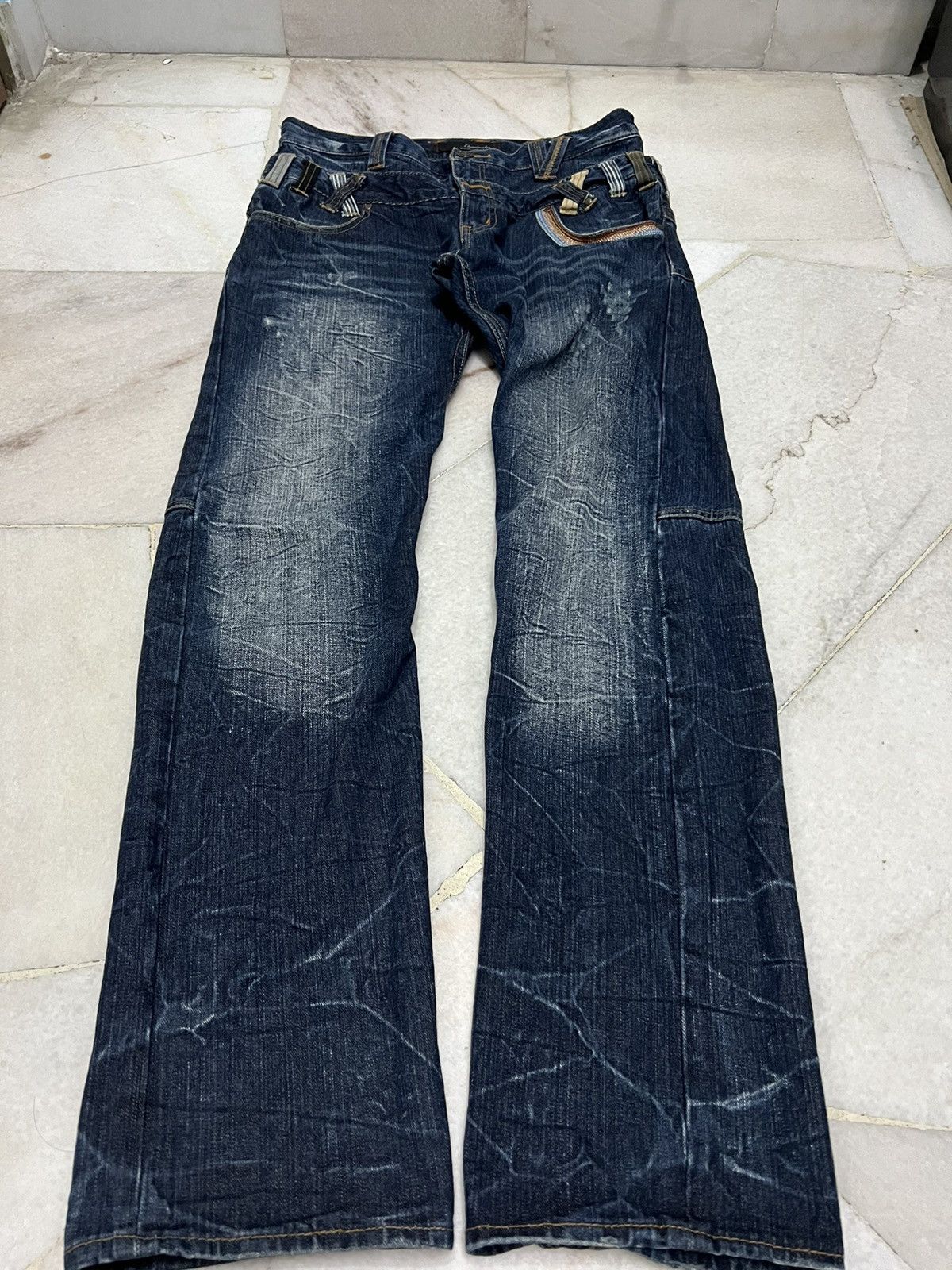 If Six Was Nine × Japanese Brand 🌈DOUBLE WAIST🌈VINTAGE DOMINATE HANDCRAFTED WASHED JEANS Size US 31 - 3 Thumbnail
