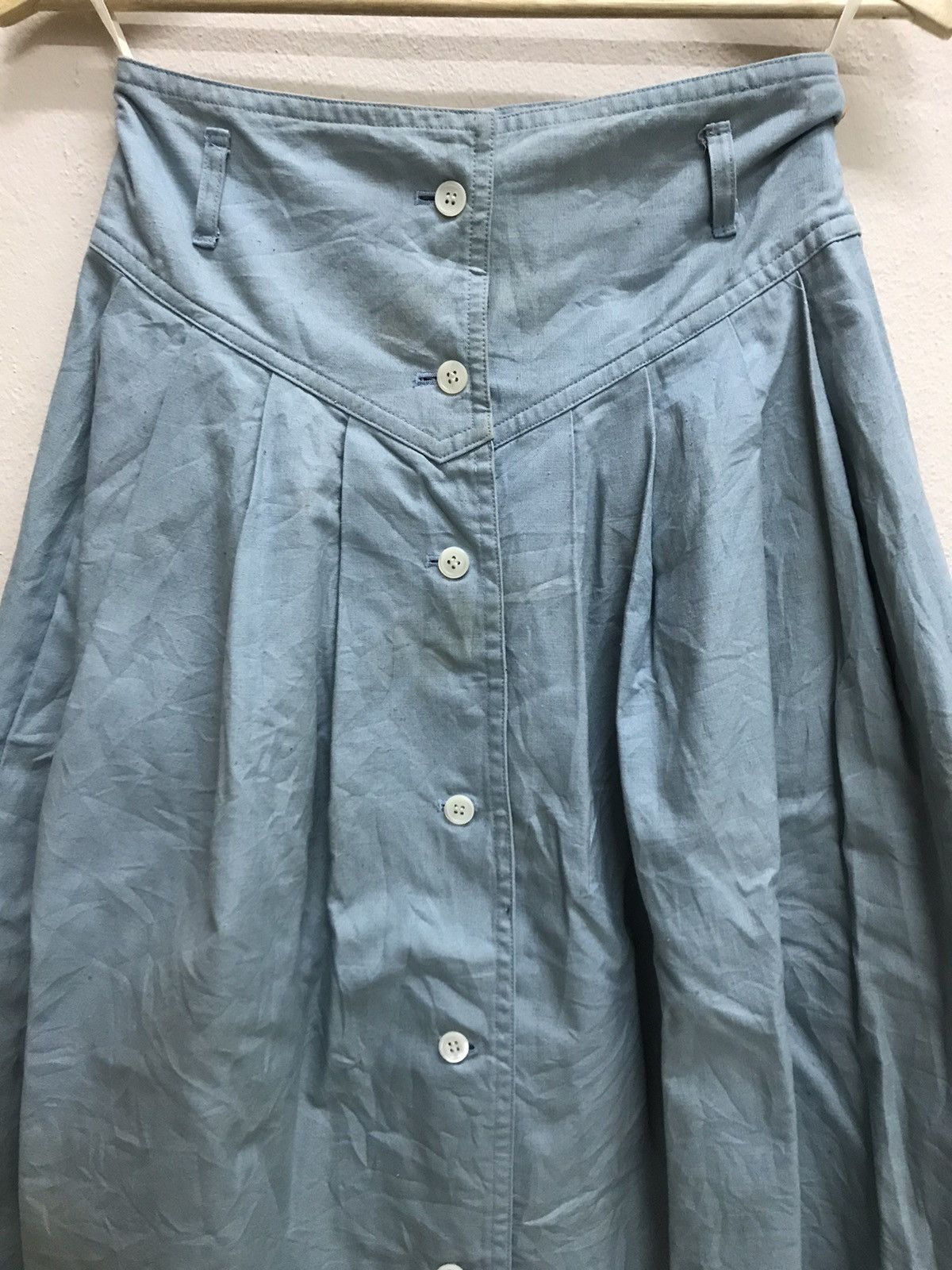 Issey Miyake Vintage Is Issey Sport Denim Button Up Box Pleats Skirt Size 24" / US 00 / IT 34 - 4 Thumbnail