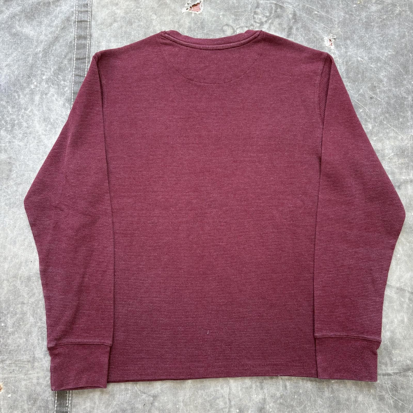 Faded Glory Vintage Y2K Faded Glory Burgundy Grunge Thermal Waffle Shirt Size US L / EU 52-54 / 3 - 4 Thumbnail