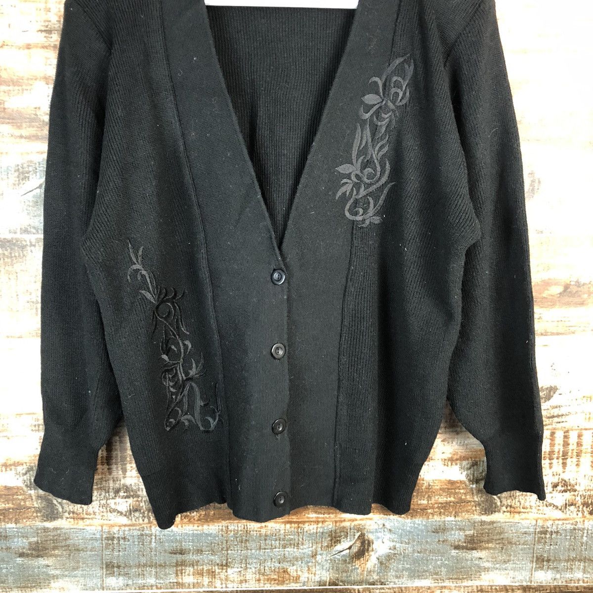 Homespun Knitwear × Japanese Brand Japan art Black Cardigan Knitwear #A1669 Size M / US 6-8 / IT 42-44 - 6 Thumbnail