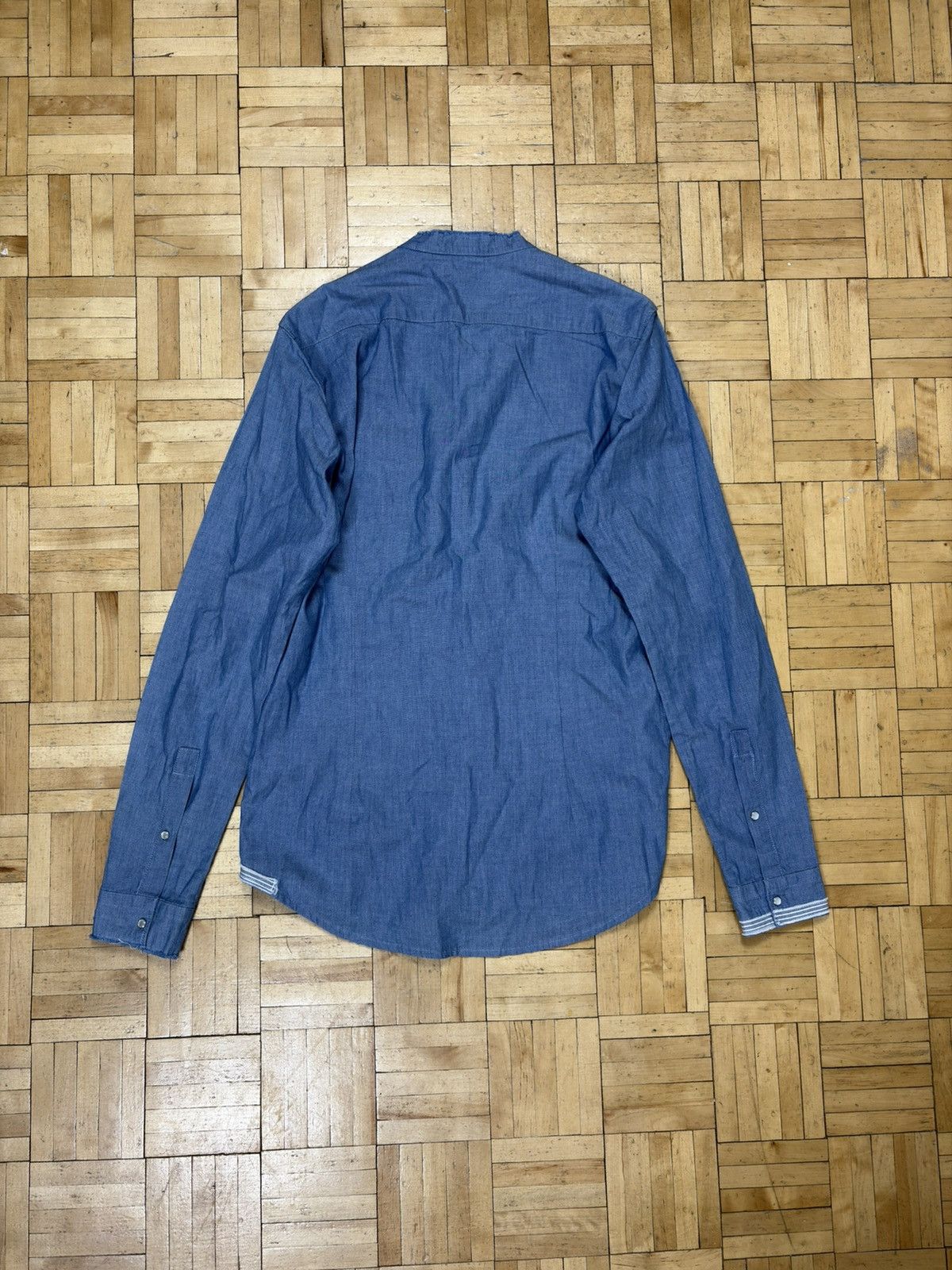 Officina36 Officina36 Avant Garde Blue Pearl Snap Patchwork Shirt Size US S / EU 44-46 / 1 - 2 Thumbnail