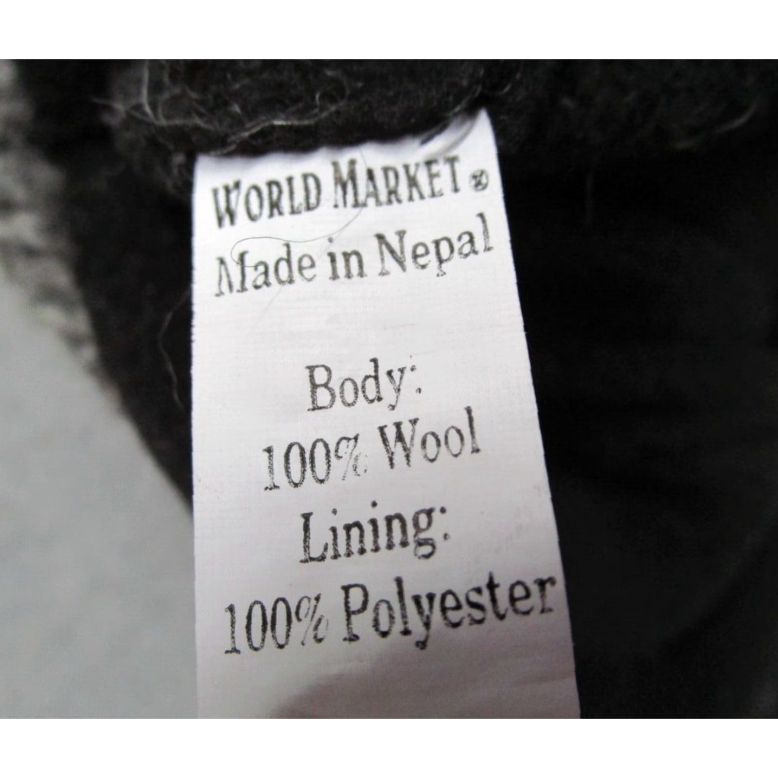 Vintage World Market Mens Gray animal beanie / ski cap - Wool w/ polyester lining - Made in Nepal Size ONE SIZE - 3 Thumbnail