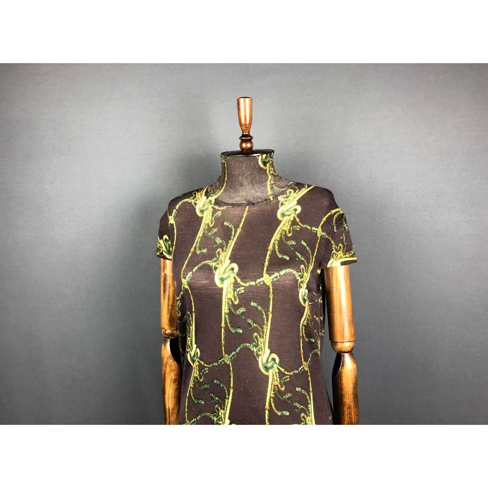 Roberto Cavalli Class Roberto Cavalli Top Wool Brown Geometric Patterned Short Sleeve Turtleneck Pullover Blouse Women Size 16 Size XXL / US 16-18 / IT 52-54 - 4 Thumbnail