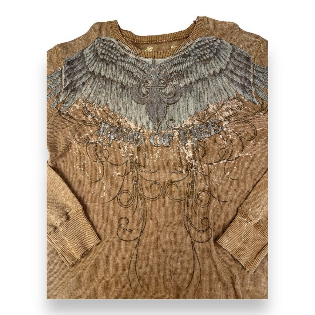 Ring Of Fire Ring Of Fire Y2K Distressed Thermal Top Size Extra Large Size US XL / EU 56 / 4 - 4 Thumbnail