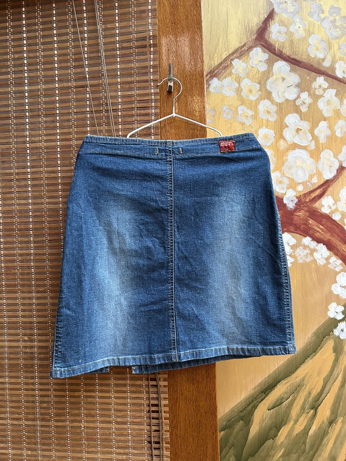 Miss Sixty Y2K Miss Sixty Washed Denim Mini Skirt Wide Belt Slit Front Size 32" / US 10 / IT 46 - 2 Thumbnail