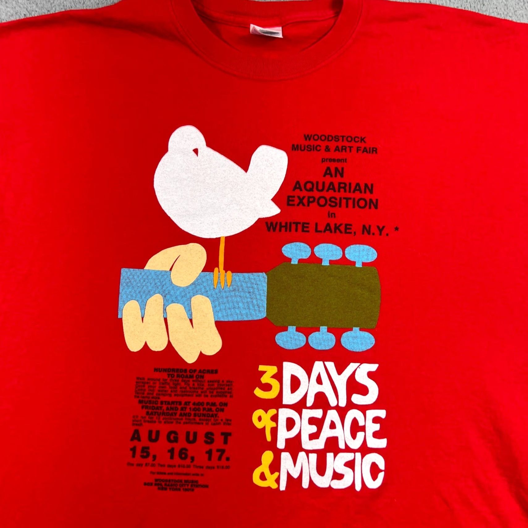 Gildan VINTAGE Woodstock Music And Art Fair T-Shirt Gildan XL Red Mens Size US XL / EU 56 / 4 - 2 Thumbnail