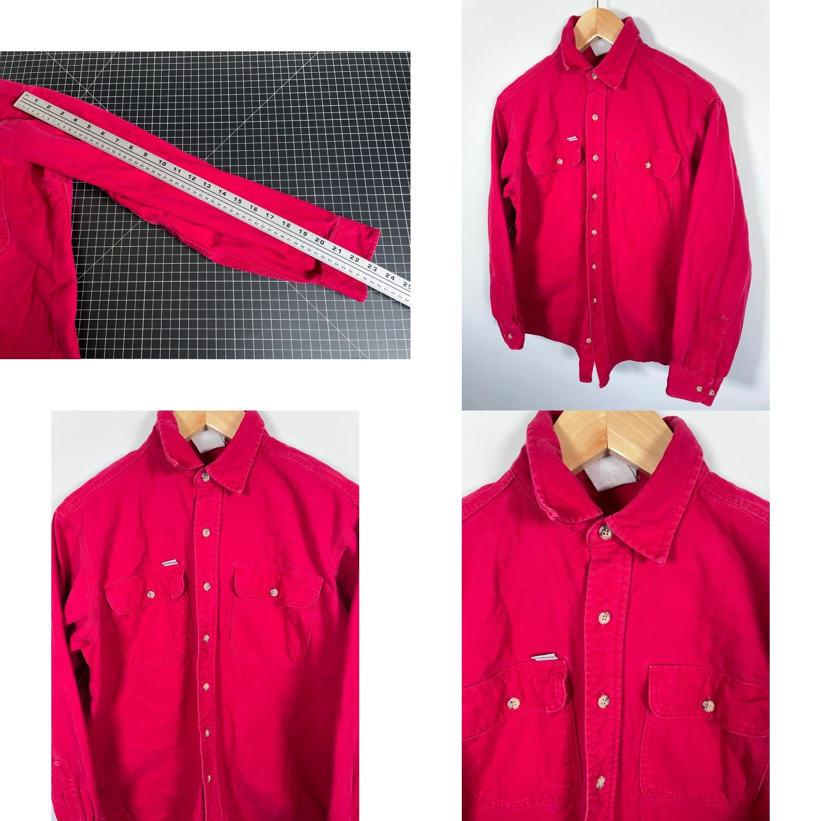 Carhartt VINTAGE Carhartt Shirt Chamois Cloth Button-Up Long Sleeve Collared 90s Grunge Red Men M Size US M / EU 48-50 / 2 - 8 Thumbnail