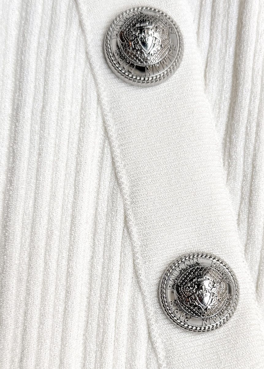 Balmain Balmain White Ribbed Seethrough Button Accent Skirt Size 26" / US 2 / IT 38 - 7 Thumbnail