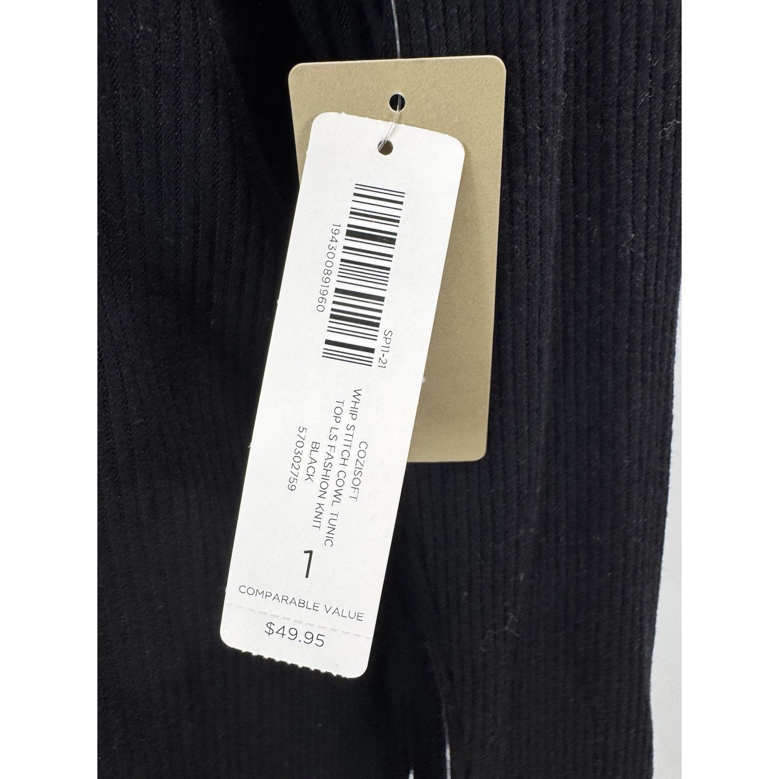 Chicos CHICOS Black Rayon Blend Split Cowl Neck Long Sleeve Tunic Size S / US 4 / IT 40 - 6 Thumbnail
