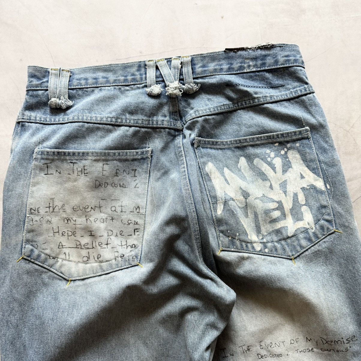 Makaveli 2Pac Makavelli Wu-Tang Rap Big Logo Distressed Poem Jeans Size US 34 / EU 50 - 8 Thumbnail