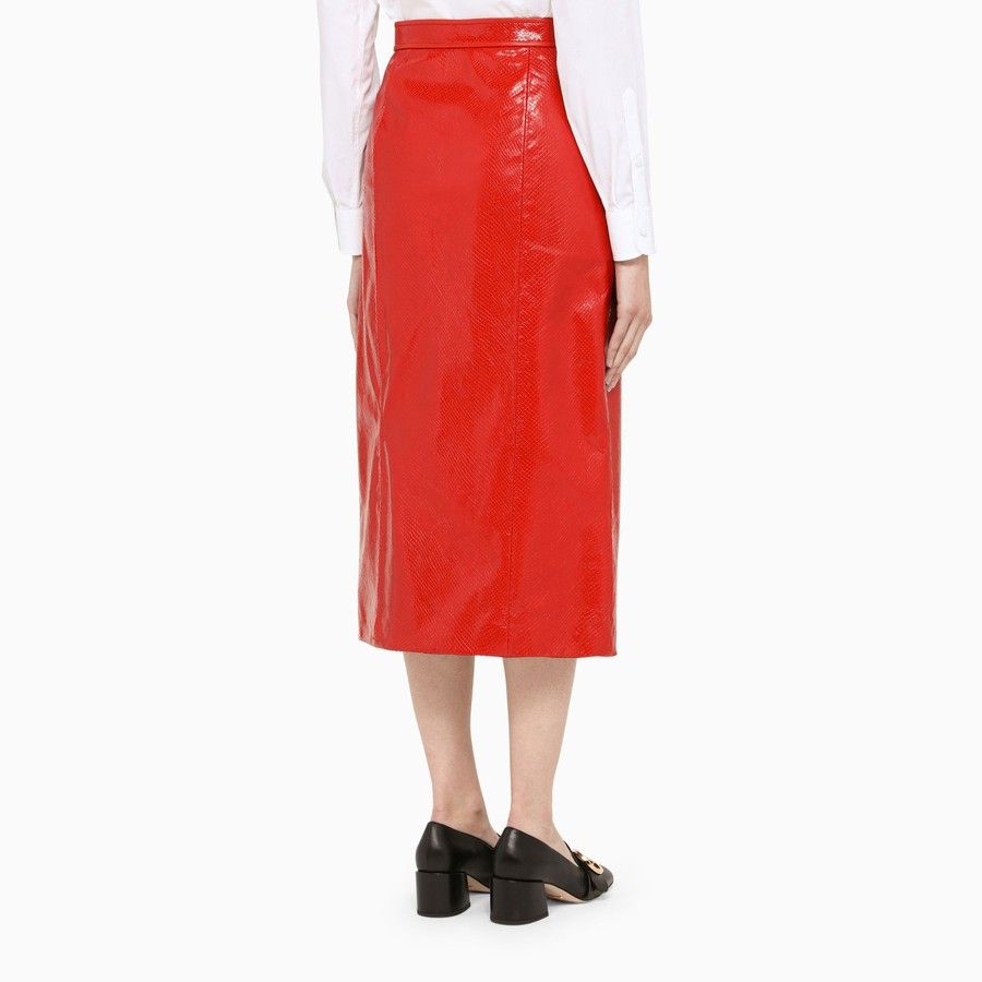 Gucci o1d2blof0824 Leather Midi Skirt in Red Size 28" / US 6 / IT 42 - 4 Thumbnail