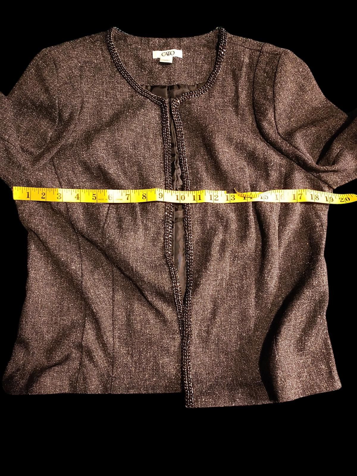Cartoon Network Cato Women's Brown Textured Open-Front Jacket w/Beaded Trim Size L / US 10 / IT 46 - 8 Thumbnail